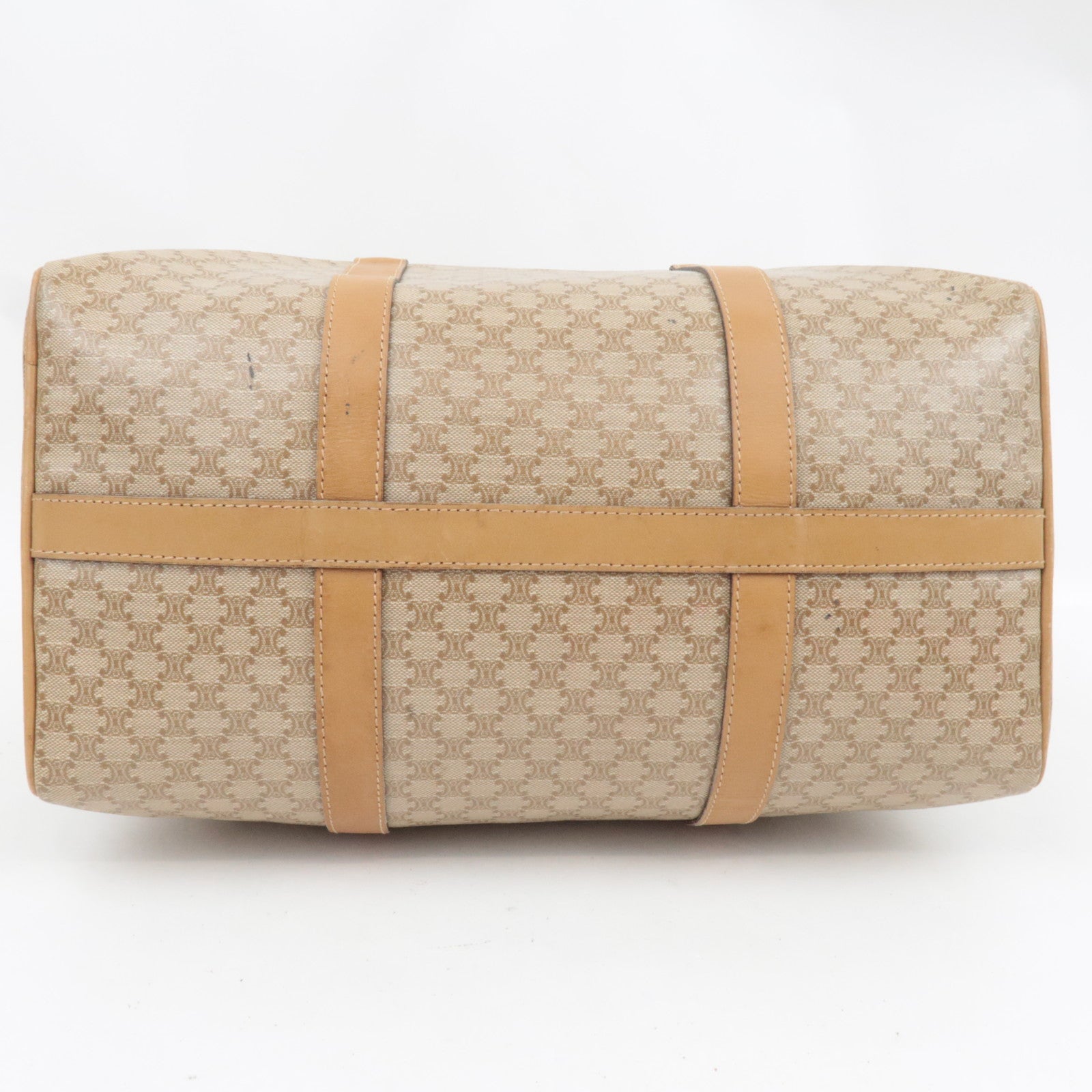 CELINE Macadam Boston Bag PVC Leather Beige Brown