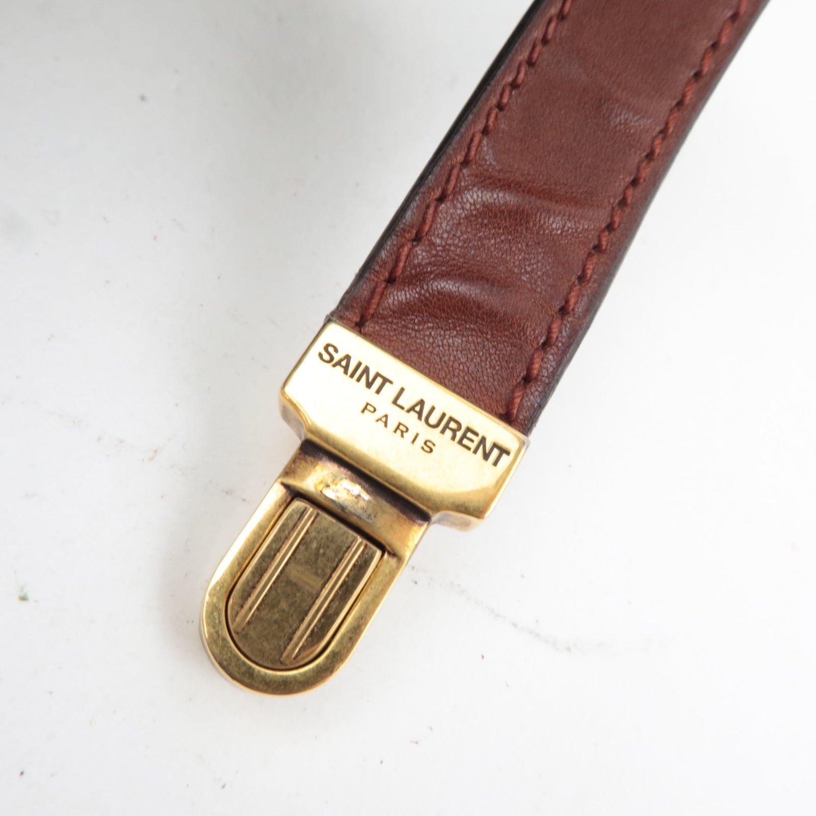 Saint Laurent Monogram Shoulder Bag PVC Leather Brown 667490