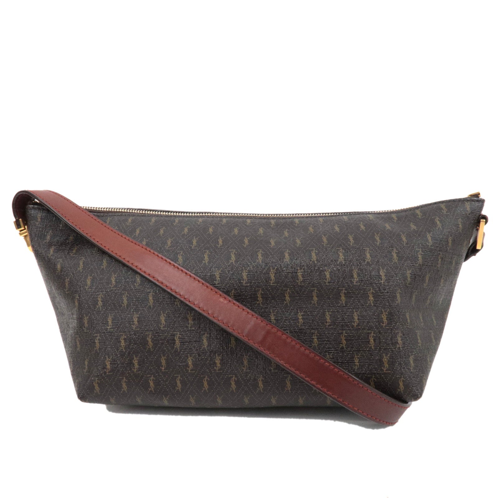 Saint Laurent Monogram Shoulder Bag PVC Leather Brown 66749079027