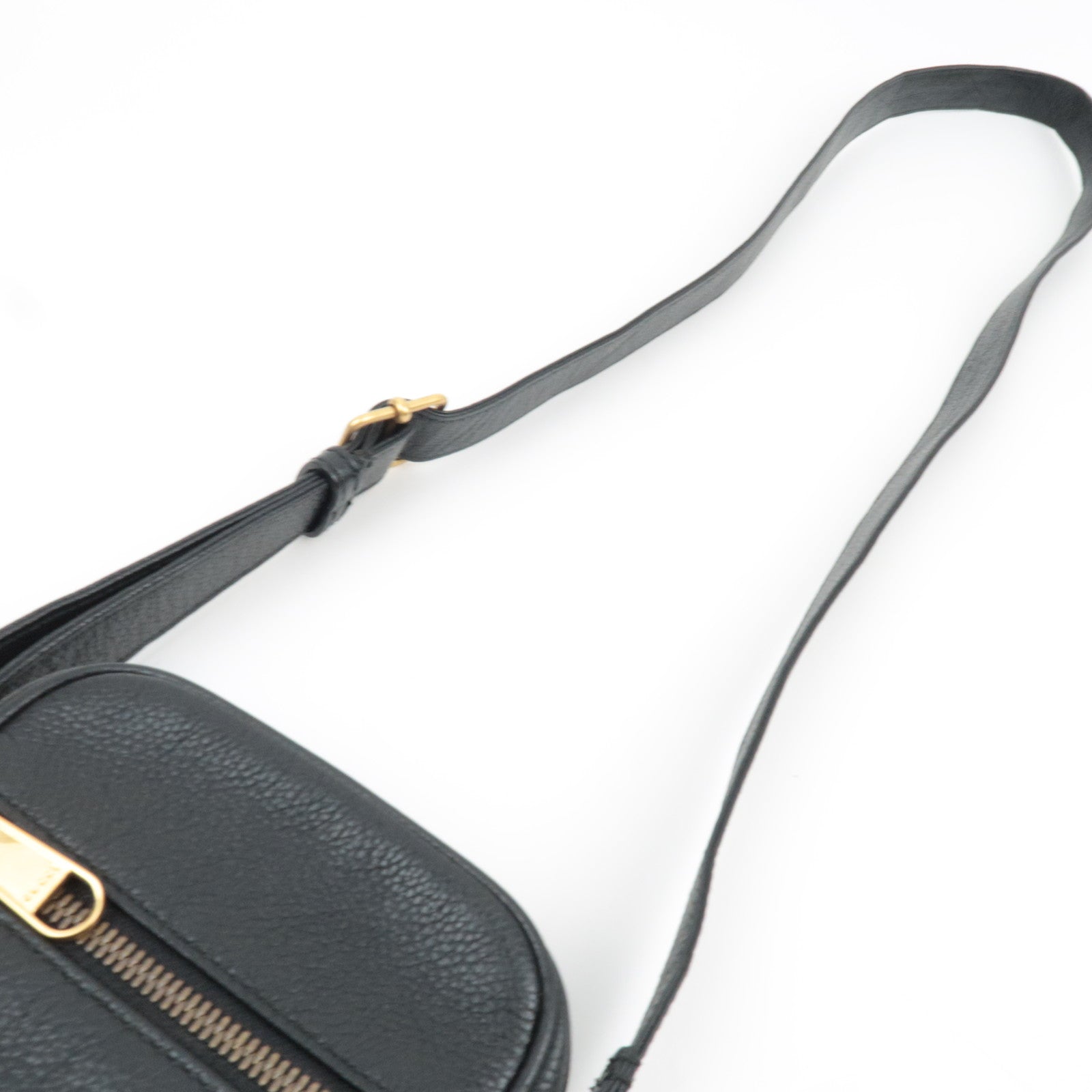 GUCCI Webbing Line Logo Shoulder Bag Leather Black 574803