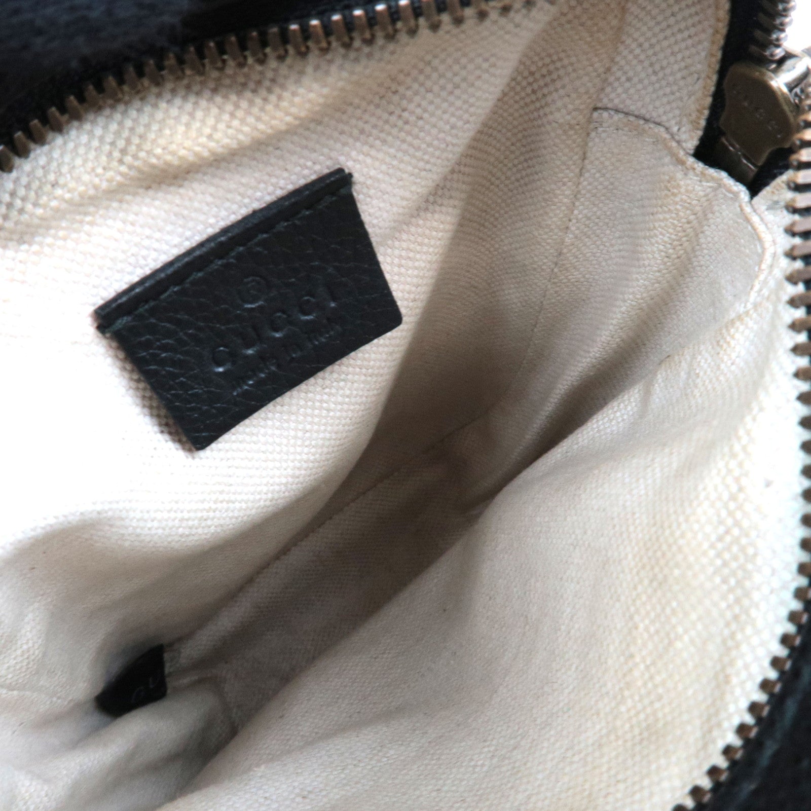 GUCCI Webbing Line Logo Shoulder Bag Leather Black 574803