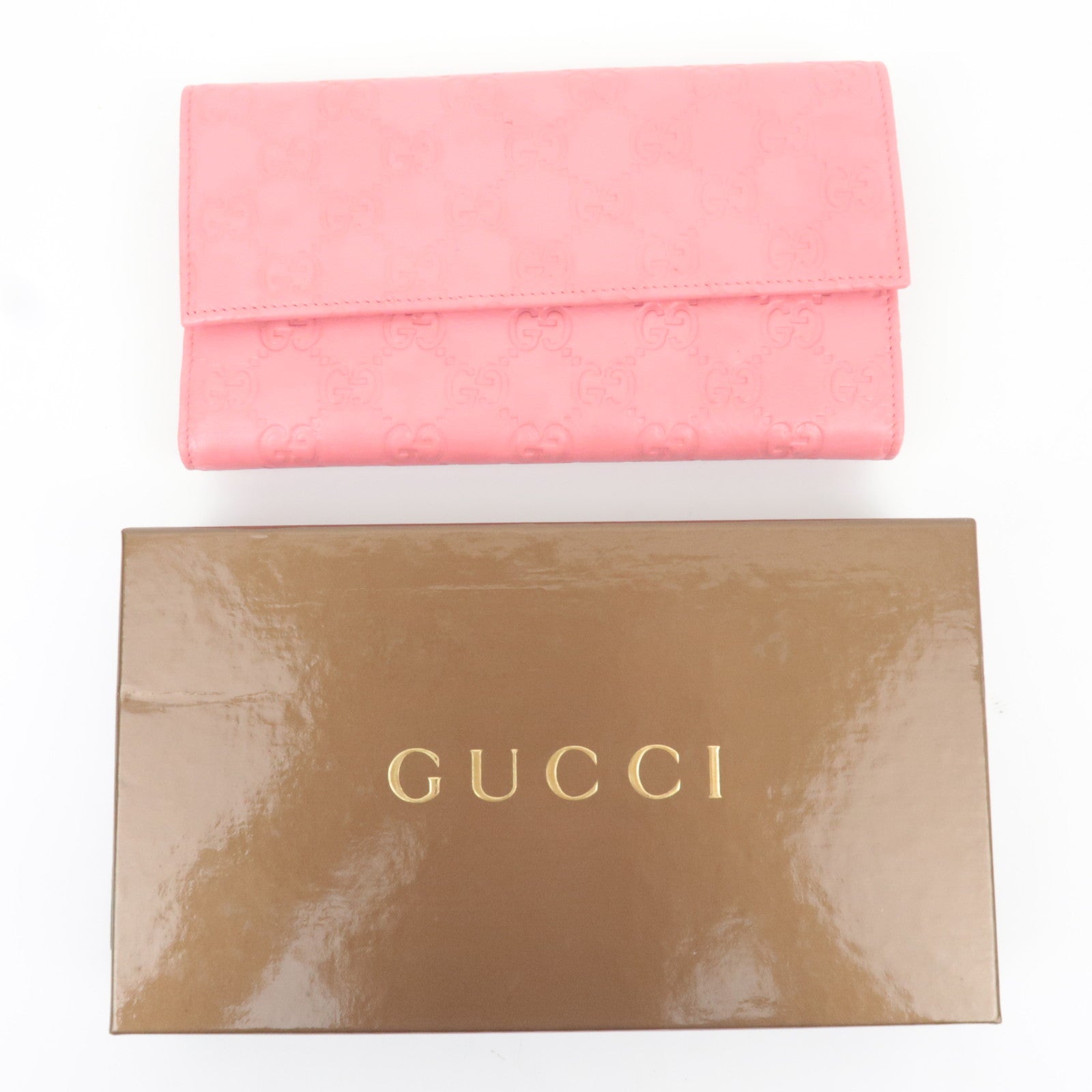 GUCCI Guccissima Bi-Fold Long Wallet Pink 257303