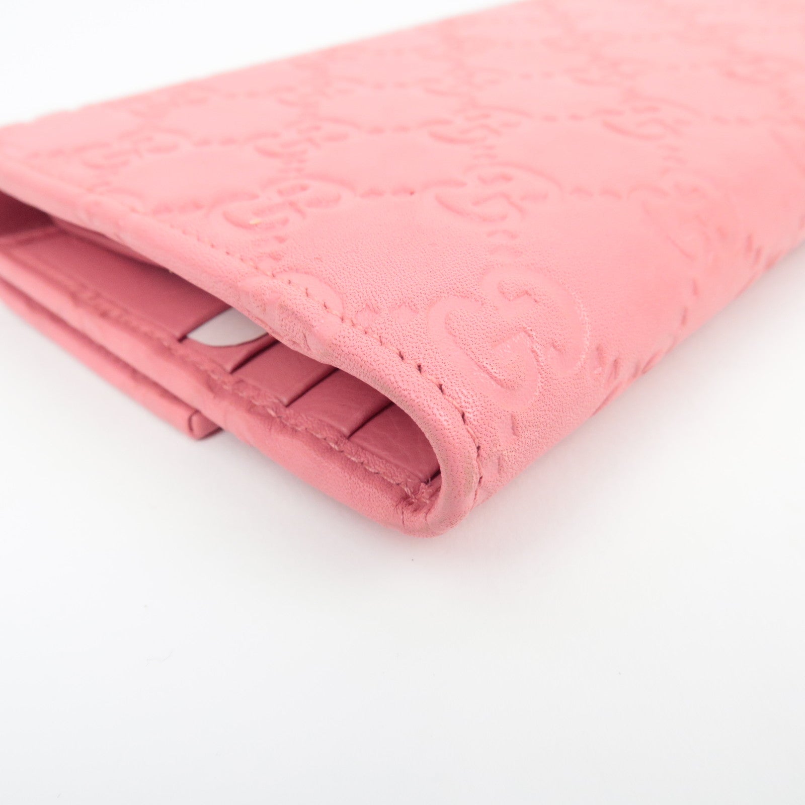 GUCCI Guccissima Bi-Fold Long Wallet Pink 257303
