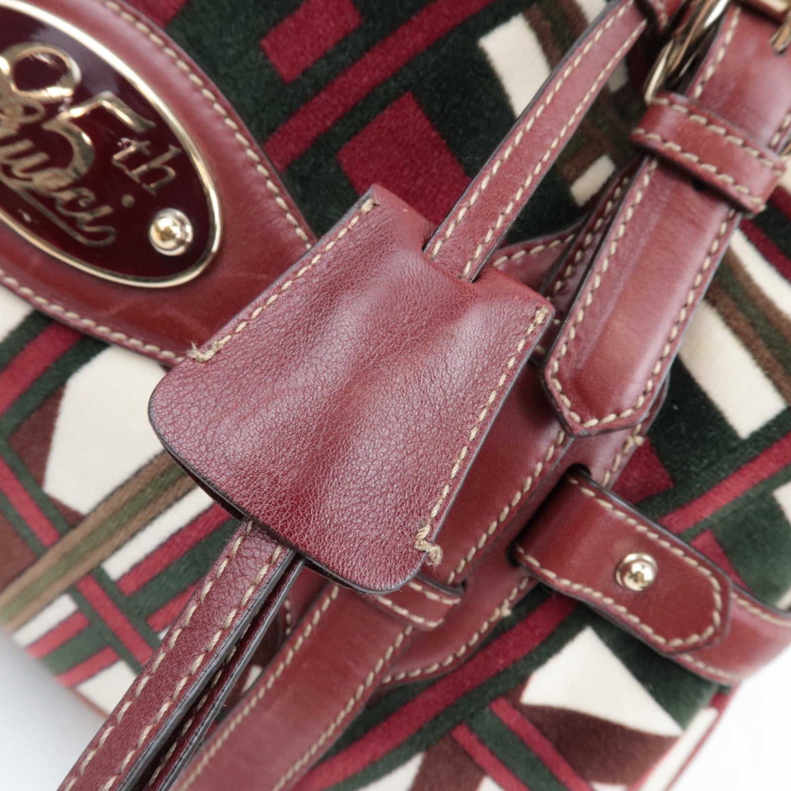 GUCCI Horsebit 85th Anniversary Boston Bag Velvet Brown Burgundy 163290 *Dust bag, Key Lock, Clochette