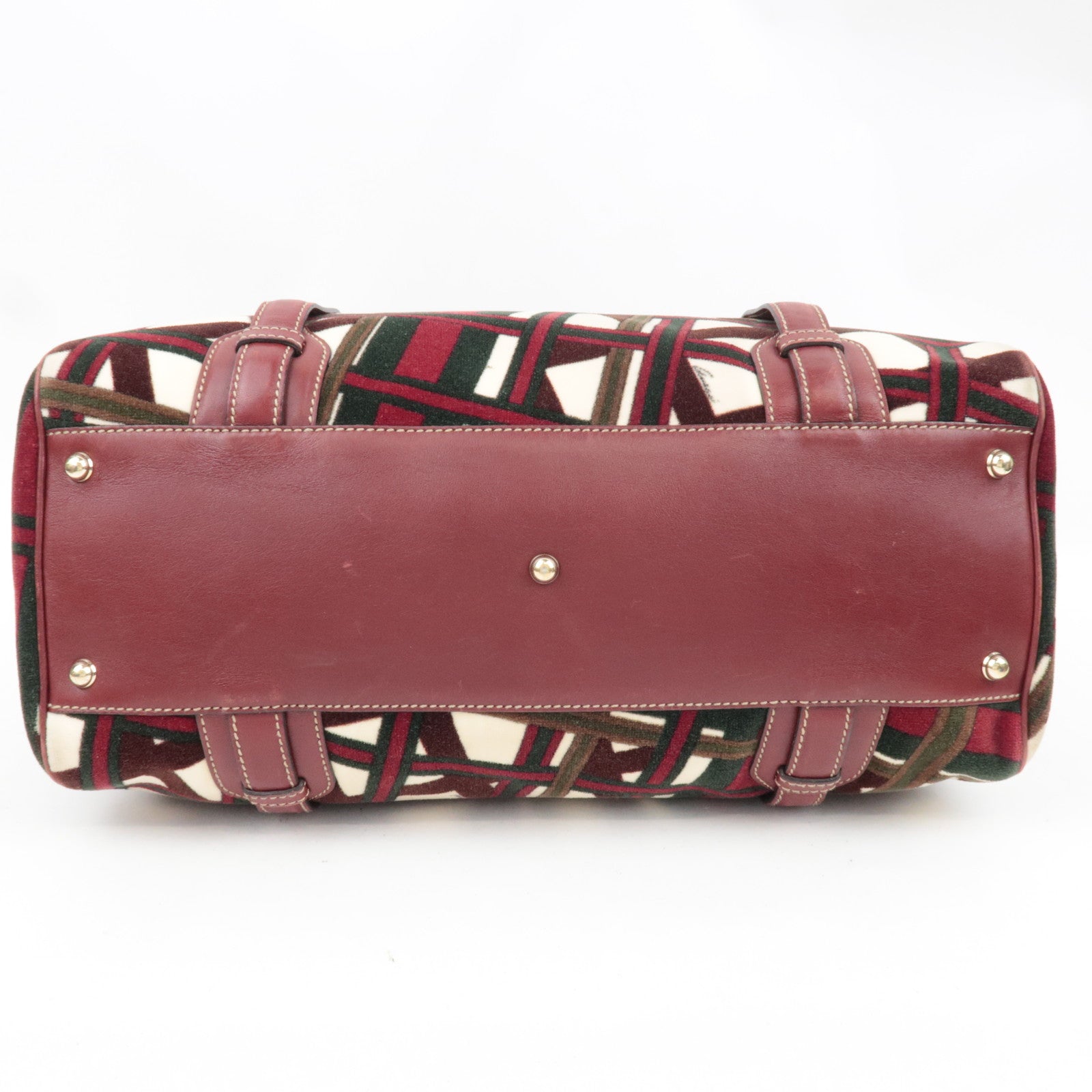 GUCCI Horsebit 85th Anniversary Boston Bag Velvet Brown Burgundy 163290 *Dust bag, Key Lock, Clochette