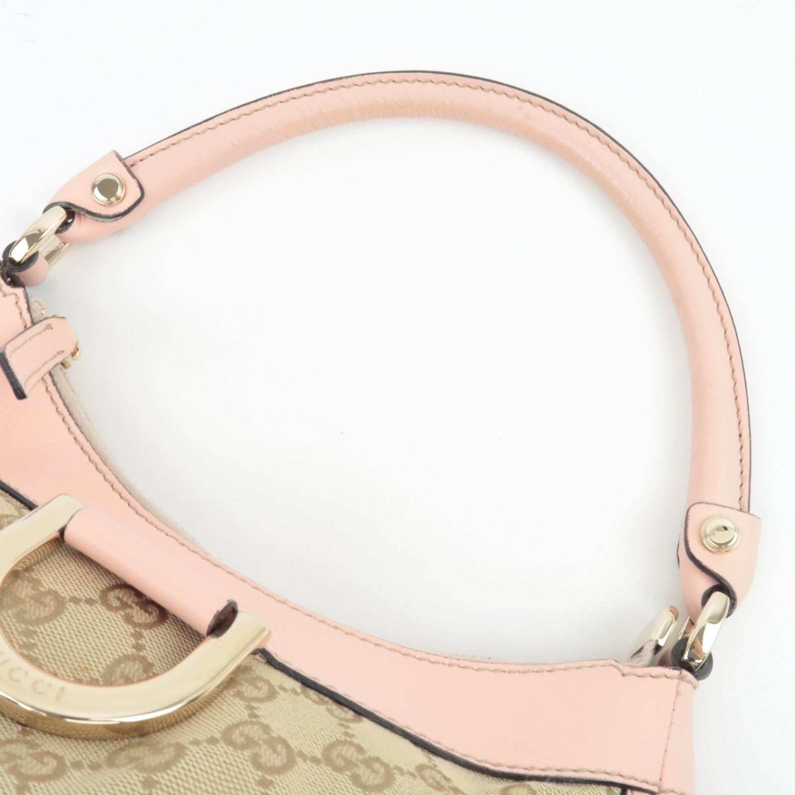 GUCCI Abby One Shoulder Bag GG Canvas Leather Beige Pink 190525 *Dust bag