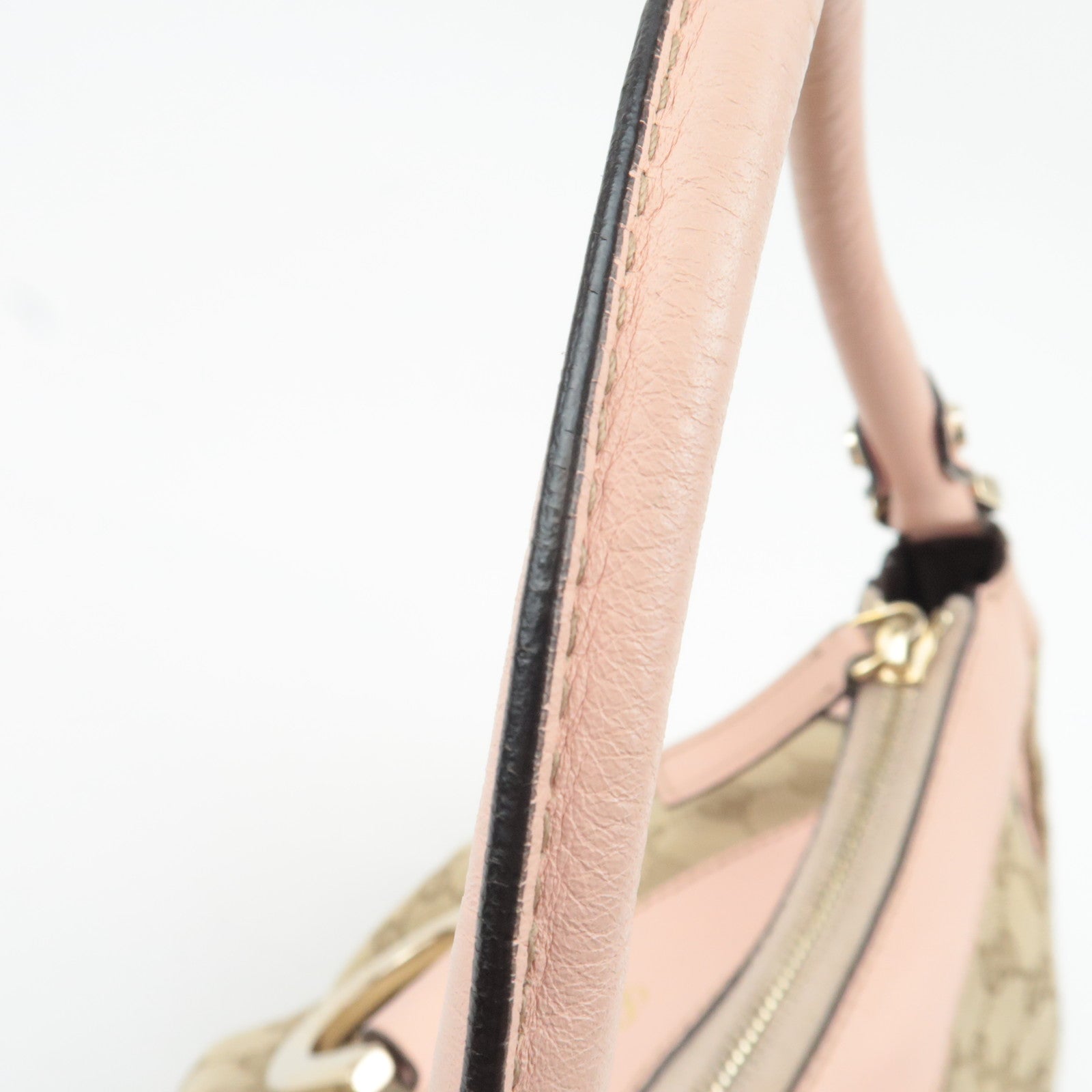 GUCCI Abby One Shoulder Bag GG Canvas Leather Beige Pink 190525 *Dust bag