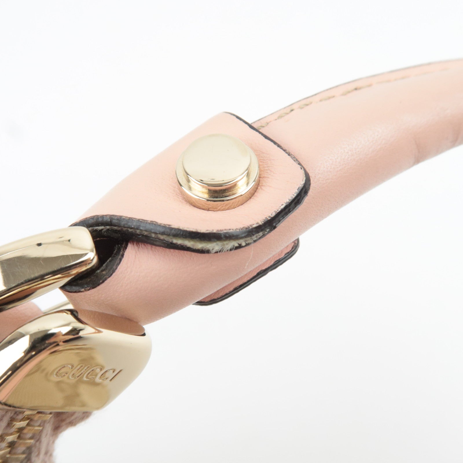 GUCCI Abby One Shoulder Bag GG Canvas Leather Beige Pink 190525 *Dust bag