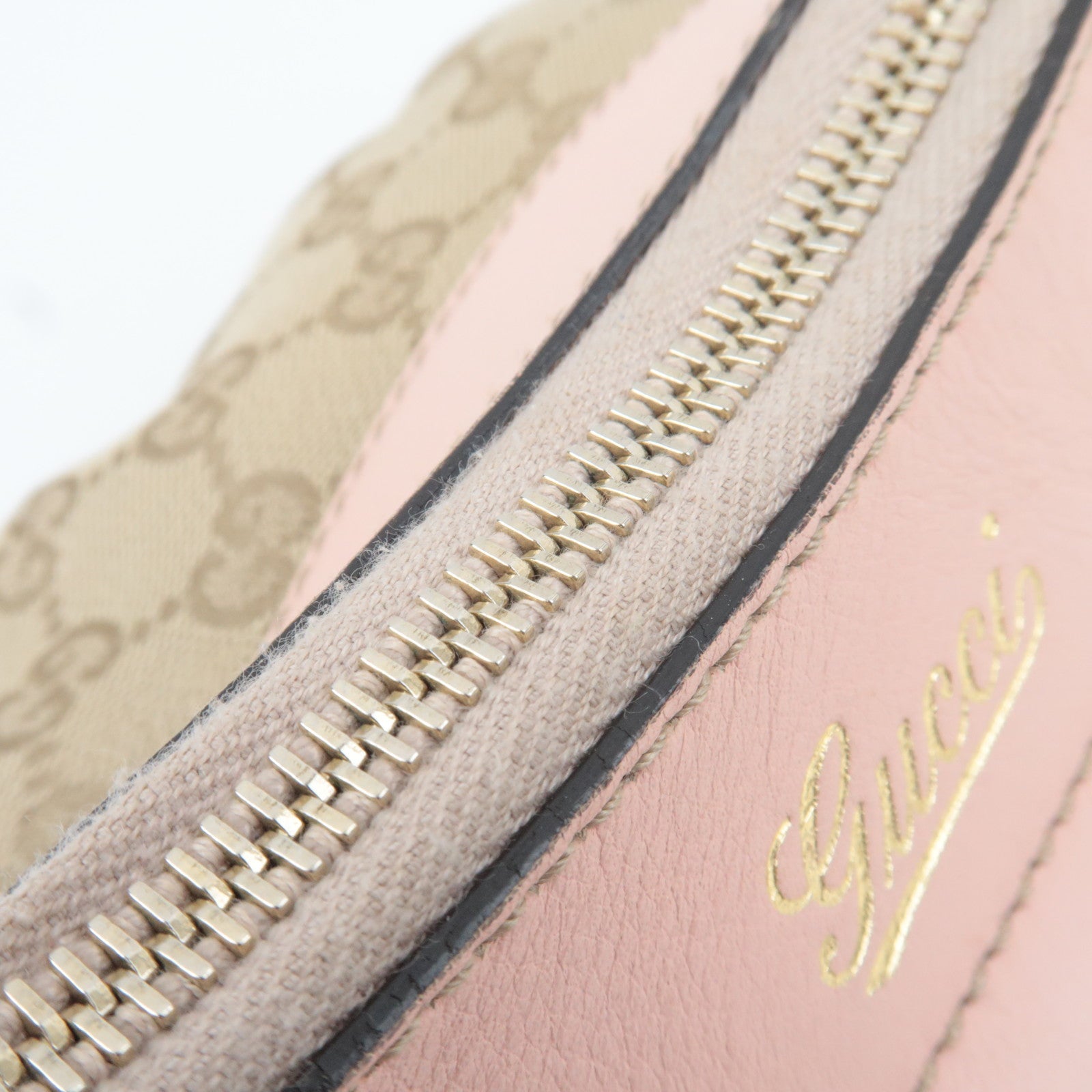 GUCCI Abby One Shoulder Bag GG Canvas Leather Beige Pink 190525 *Dust bag