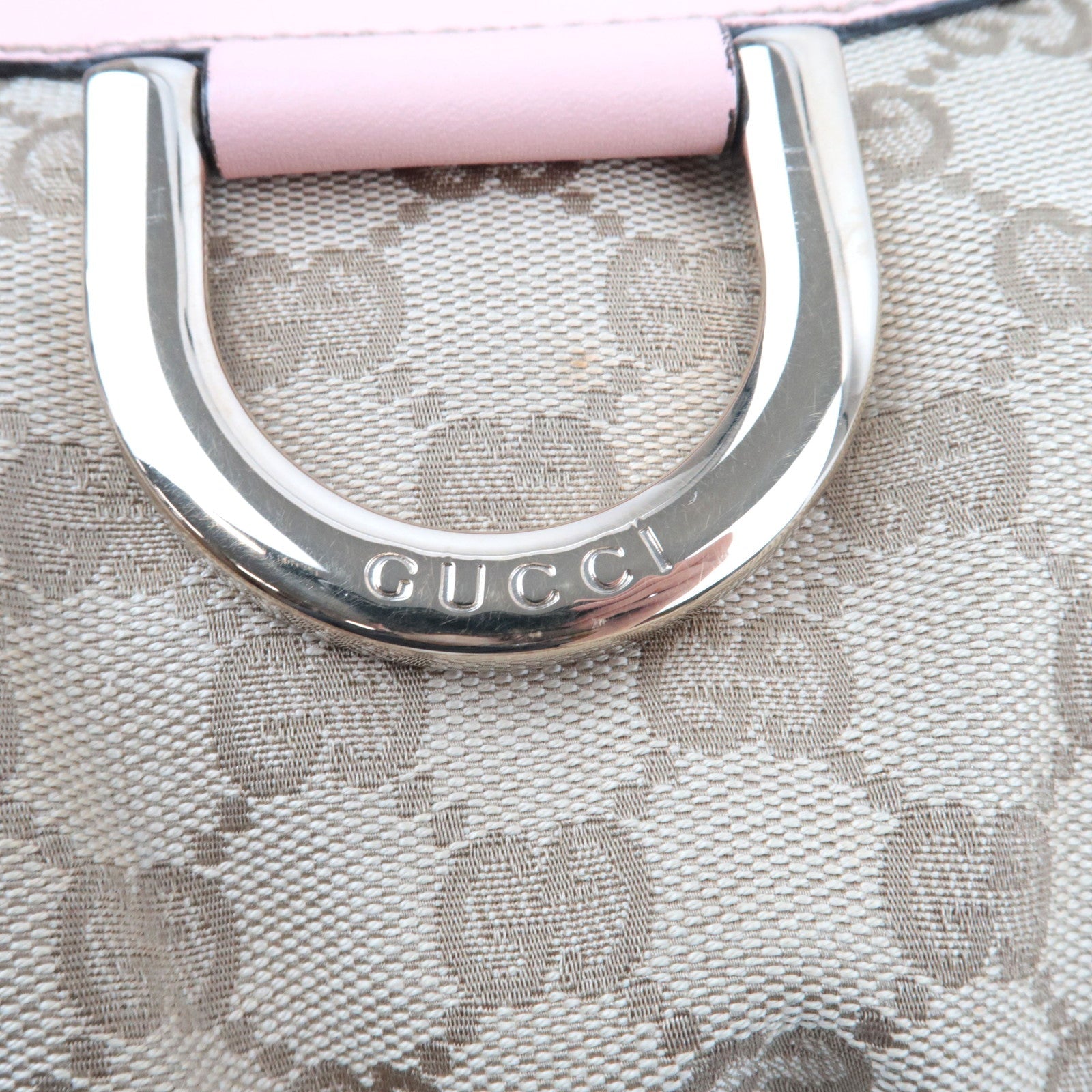 GUCCI Abby One Shoulder Bag GG Canvas Leather Beige Pink 190525 *Dust bag