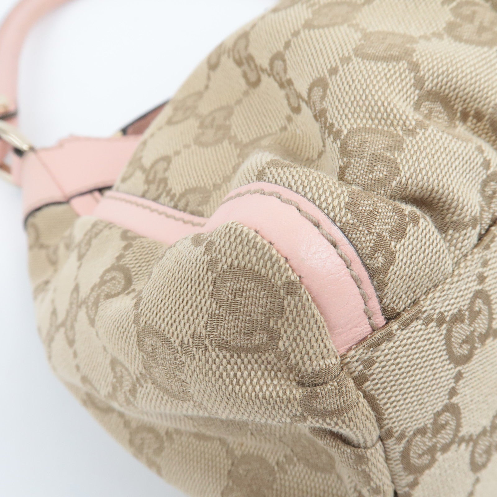 GUCCI Abby One Shoulder Bag GG Canvas Leather Beige Pink 190525 *Dust bag