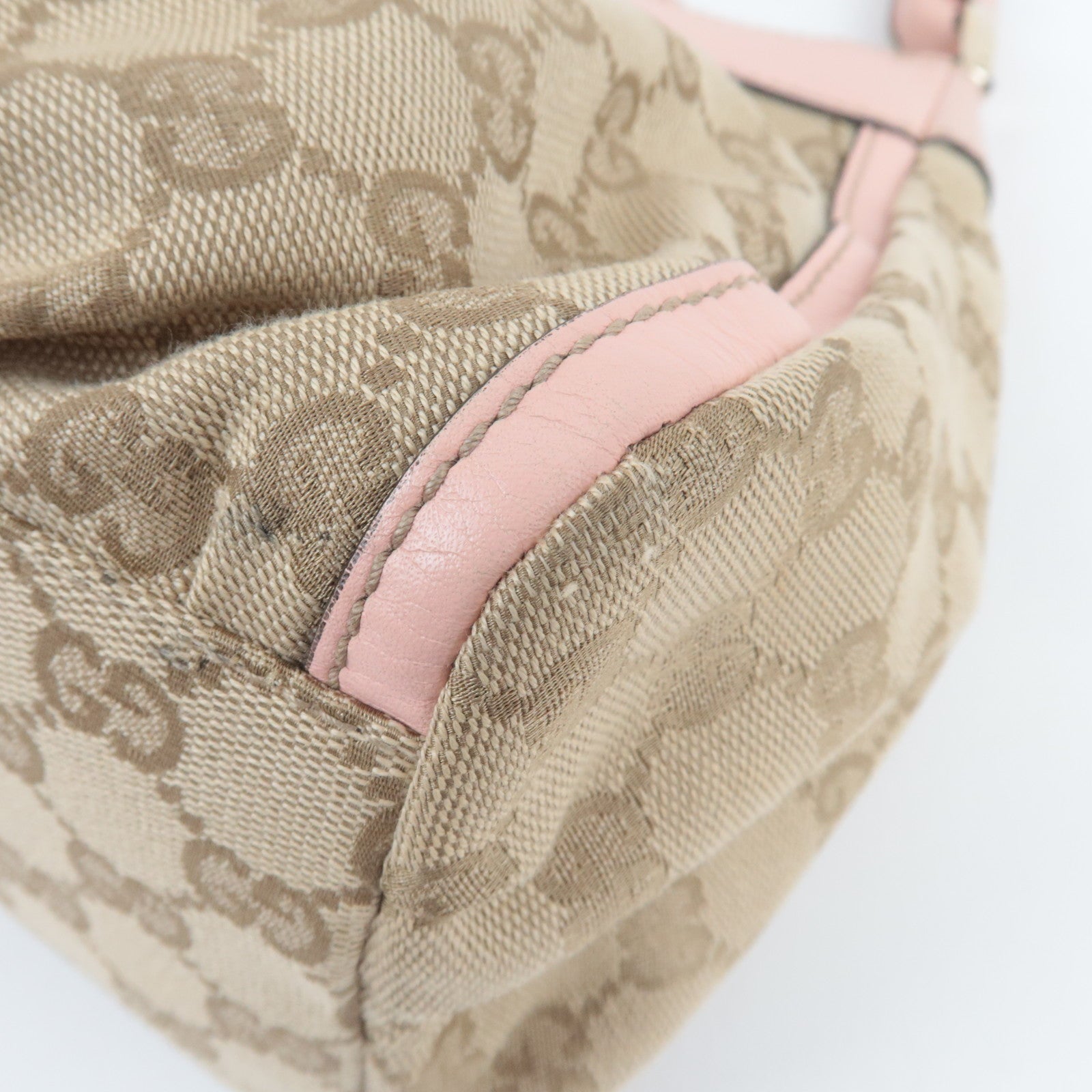 GUCCI Abby One Shoulder Bag GG Canvas Leather Beige Pink 190525 *Dust bag
