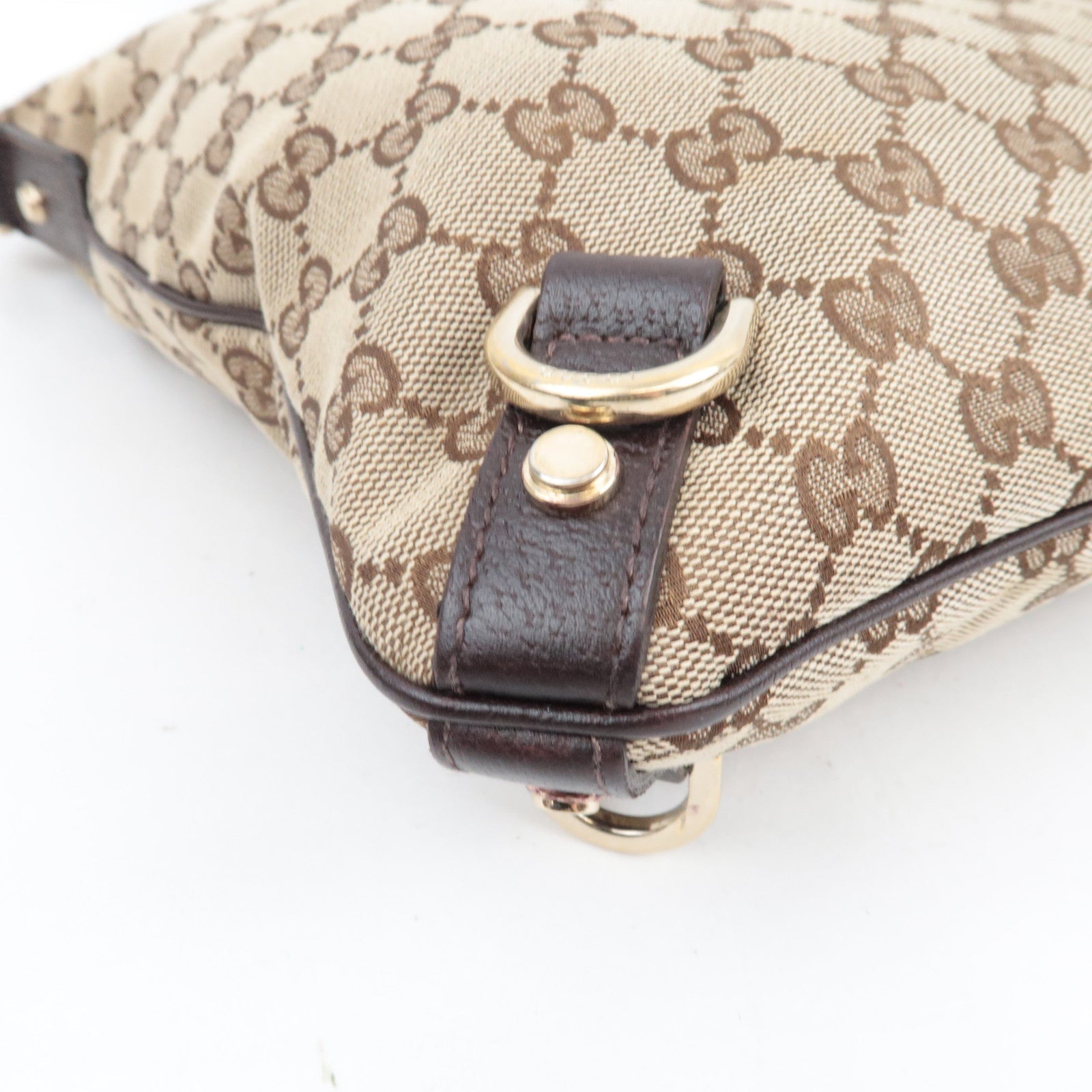 GUCCI Abbey Shoulder Bag GG Canvas Leather Beige Brown 131326