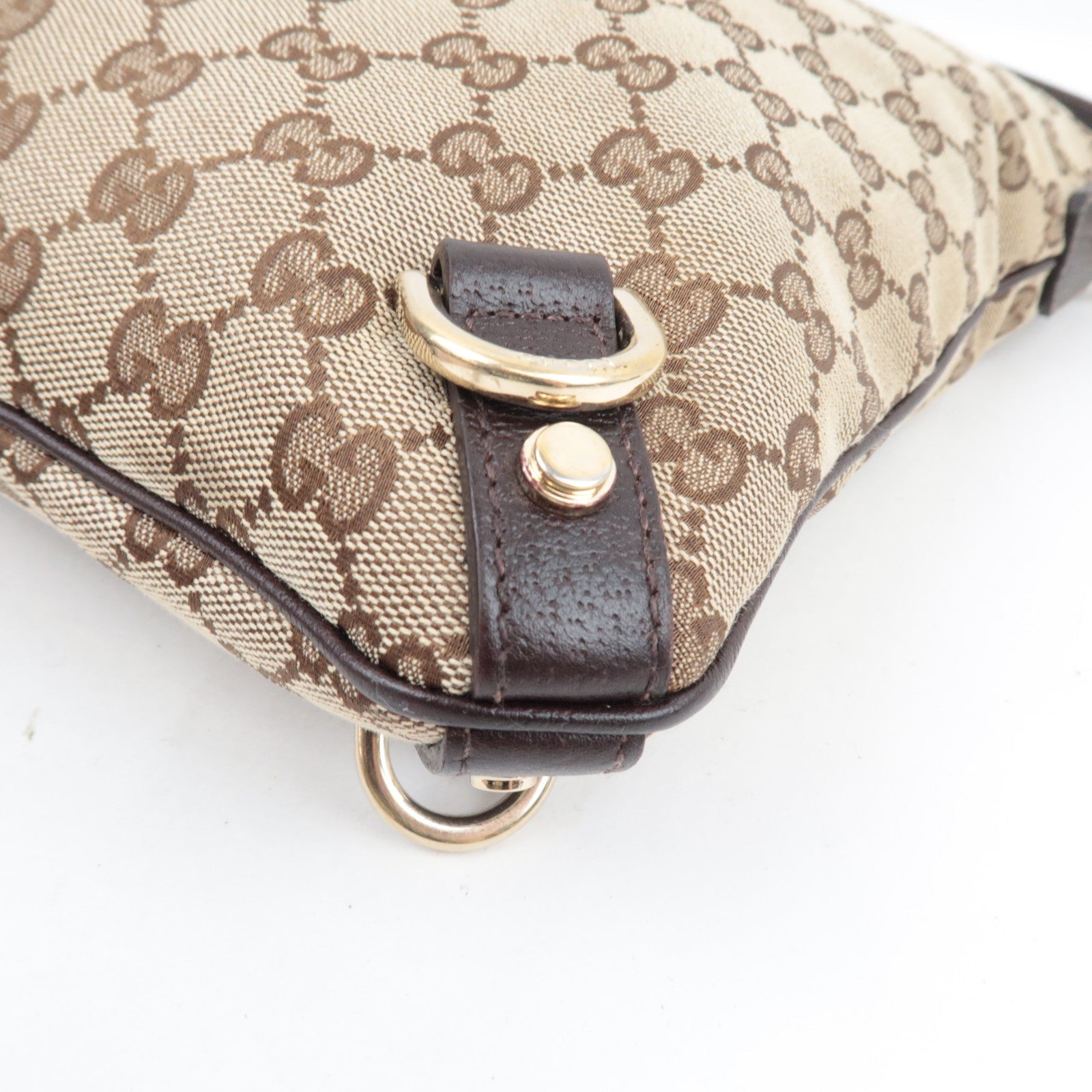 GUCCI Abbey Shoulder Bag GG Canvas Leather Beige Brown 131326