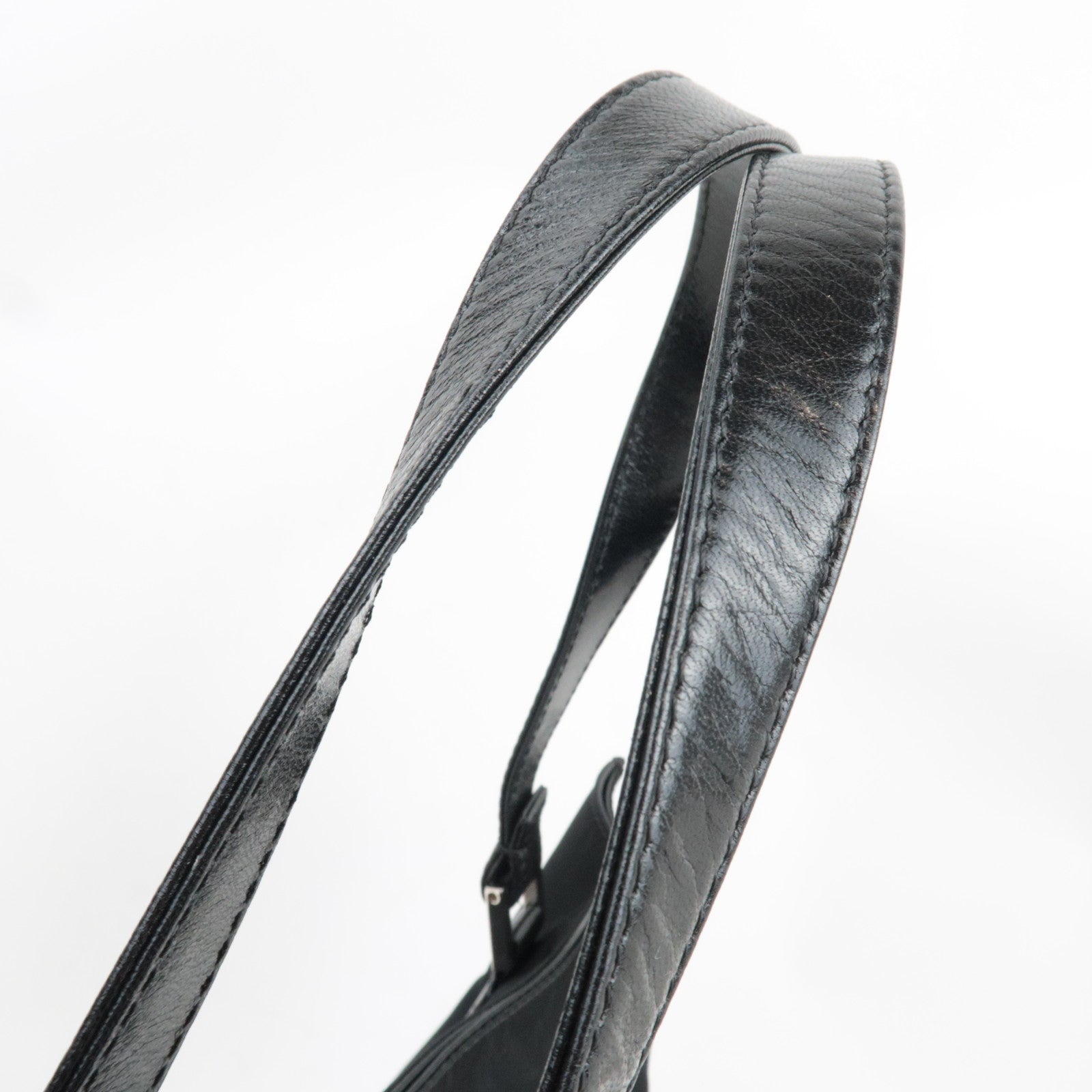 FENDI F Logo Tote Bag Nylon Leather Black