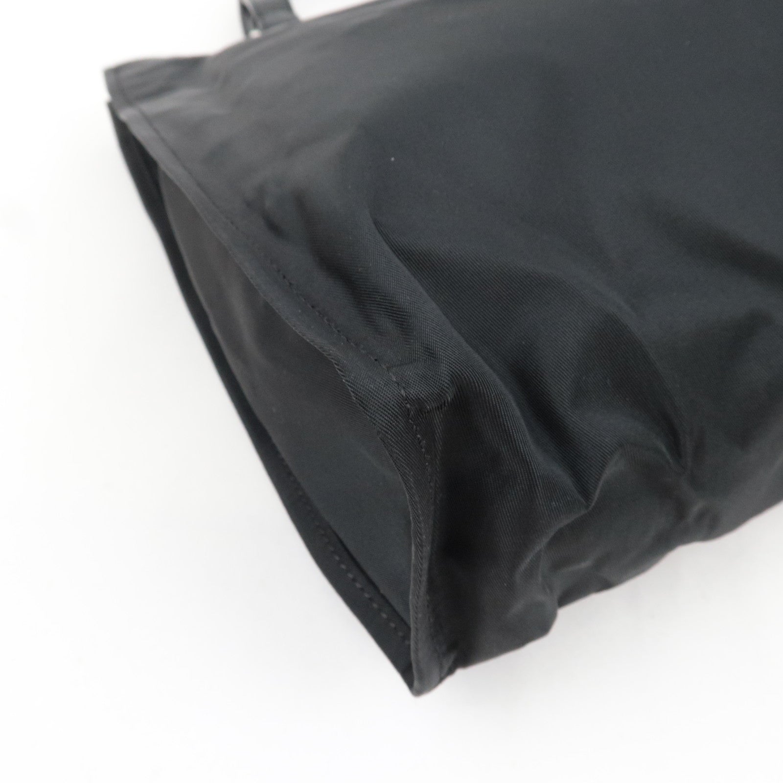 FENDI F Logo Tote Bag Nylon Leather Black