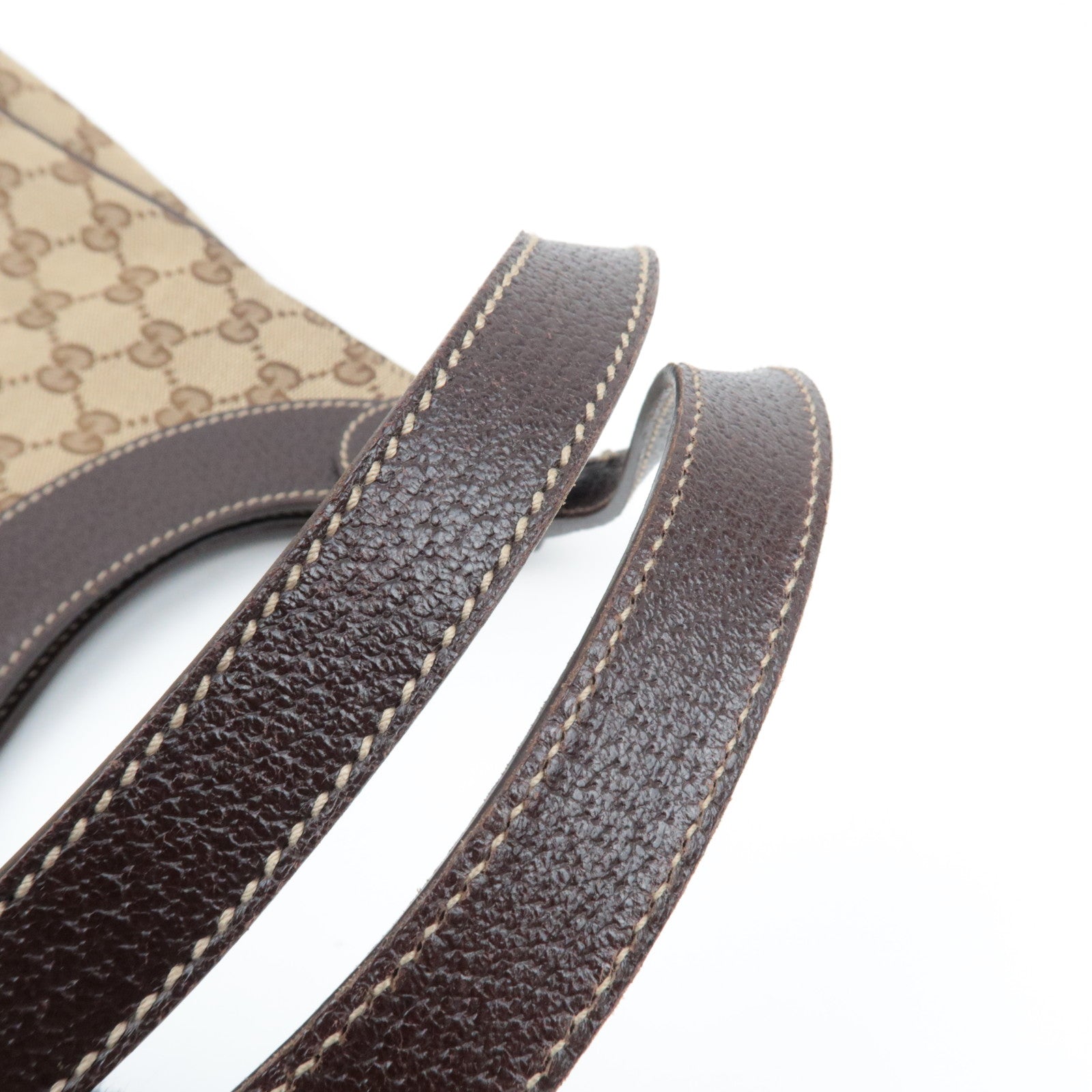 GUCCI Shoulder Bag GG Canvas Leather Beige Brown 154982