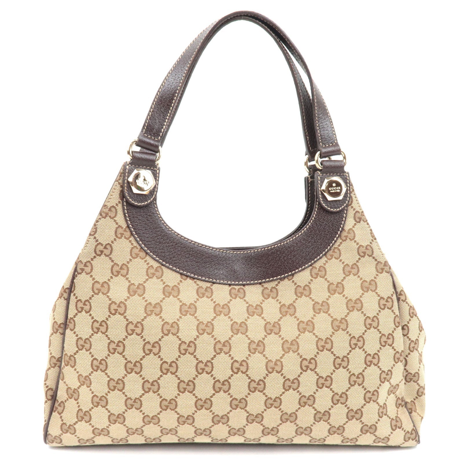 GUCCI Shoulder Bag GG Canvas Leather Beige Brown 15498279058