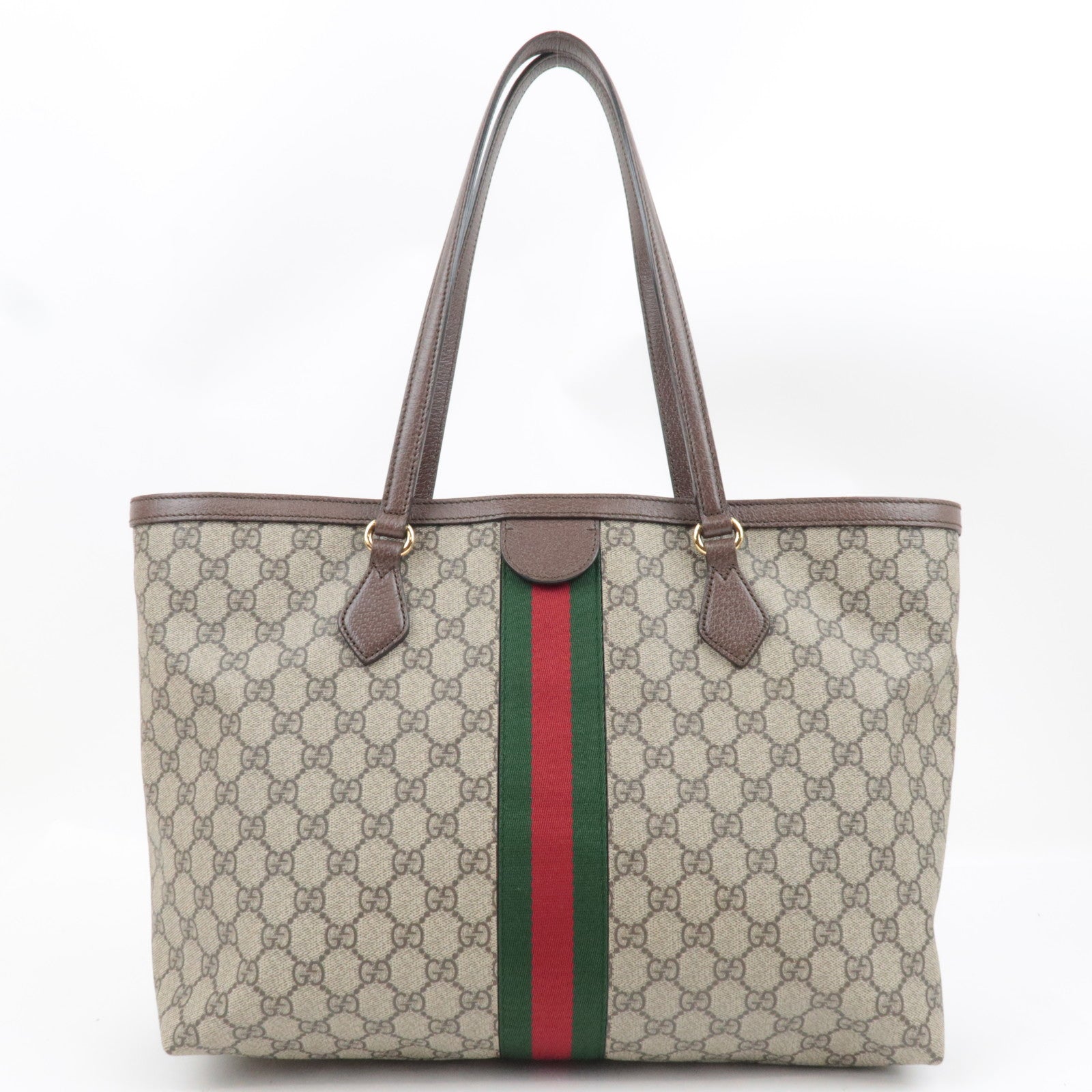 GUCCI Sherry Ophidia Medium Tote Bag GG Supreme Leather Beige Brown 631685