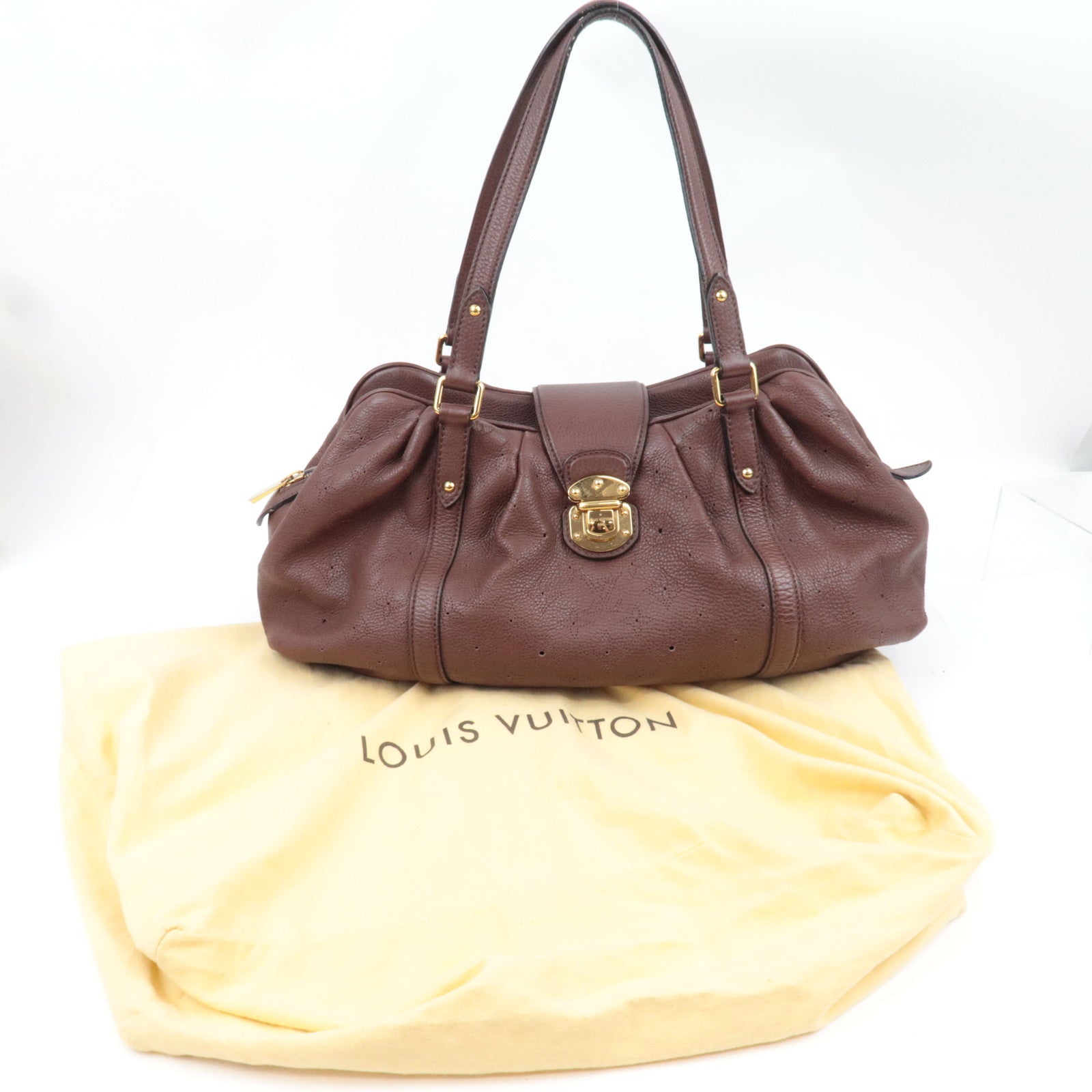 Louis Vuitton Monogram Mahina Lunar GM Shoulder Bag Acajou M95970 TH2099 *Dust bag