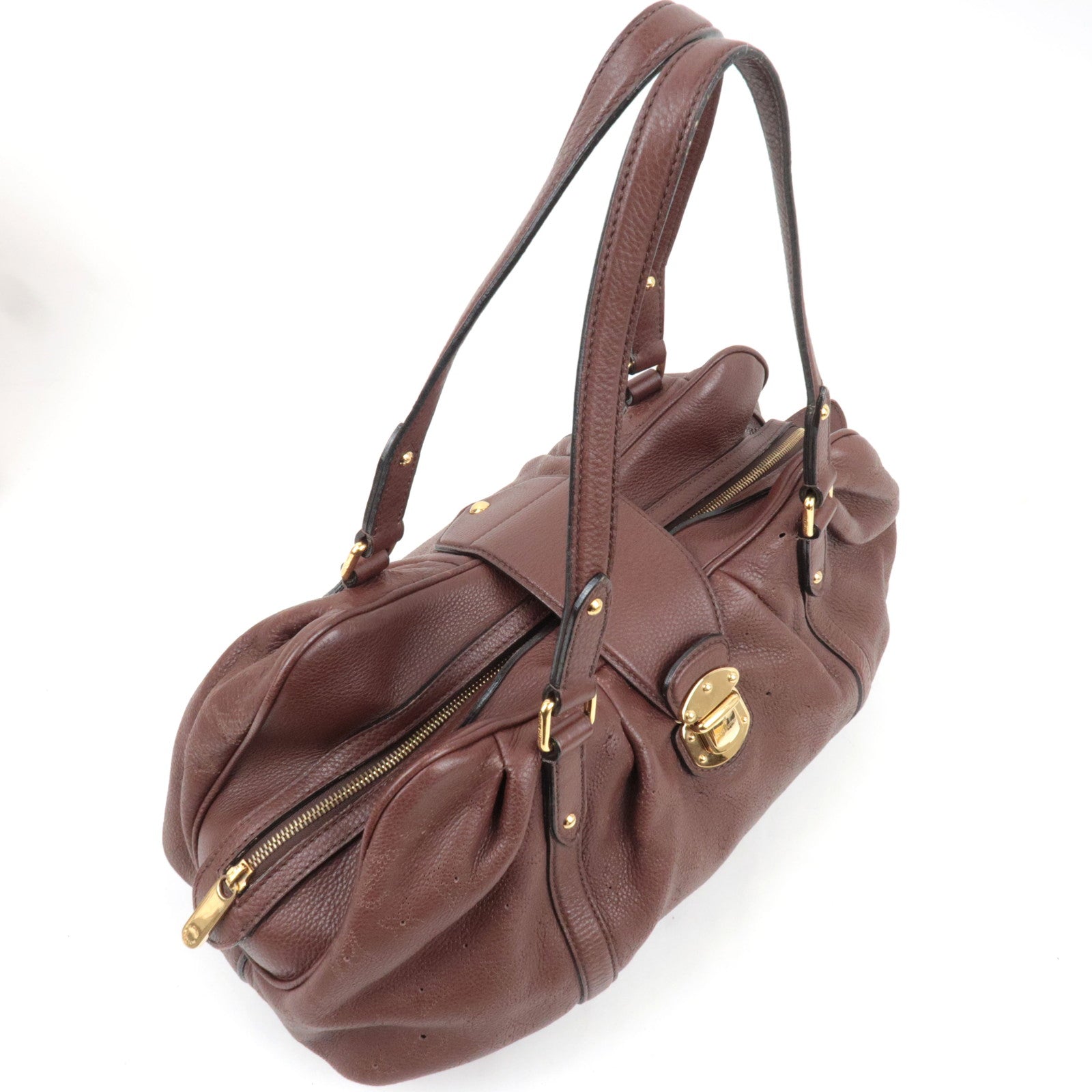 Louis Vuitton Monogram Mahina Lunar GM Shoulder Bag Acajou M95970 TH2099 *Dust bag