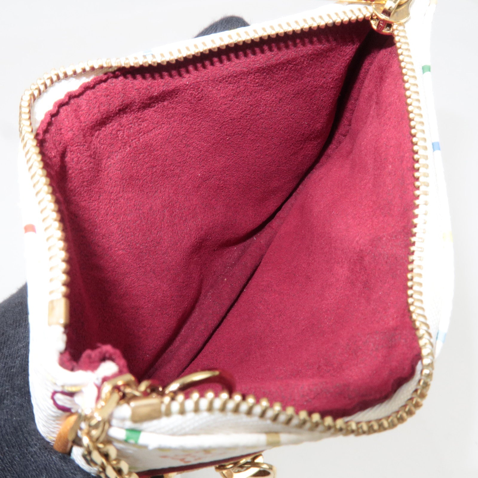 Louis Vuitton Monogram Multicolore Pochette MM MIni Pouch Blanc M60028 MI0076