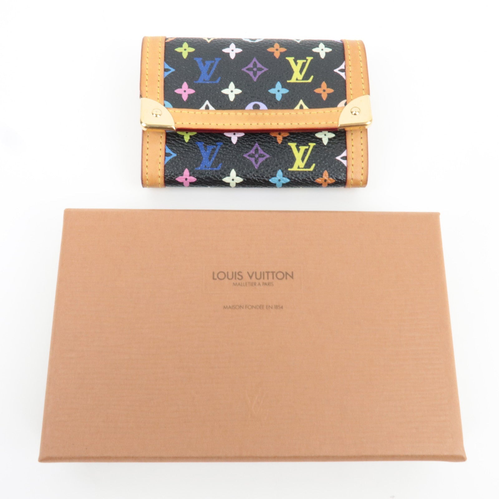 Louis Vuitton Monogram Multicolore Porte Monnaie Plat Noir M92656 MI0014 *Box