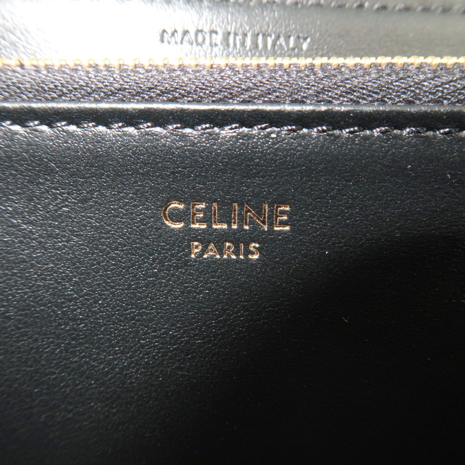 CELINE Triomphe Round Zipper Long Wallet PVC Black
