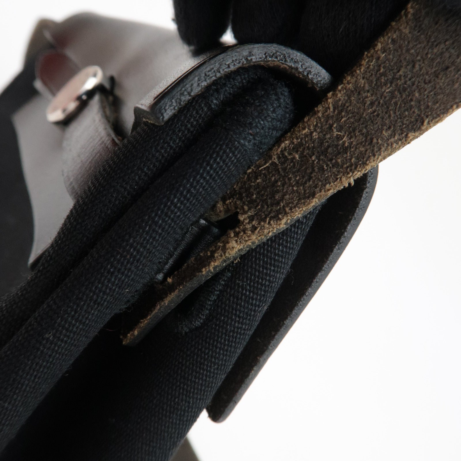 HERMES Her Bag TPM Shoulder Bag □H Stamp (2004) Toile Officier Leather Black Beige *Dust bag, Spare bag