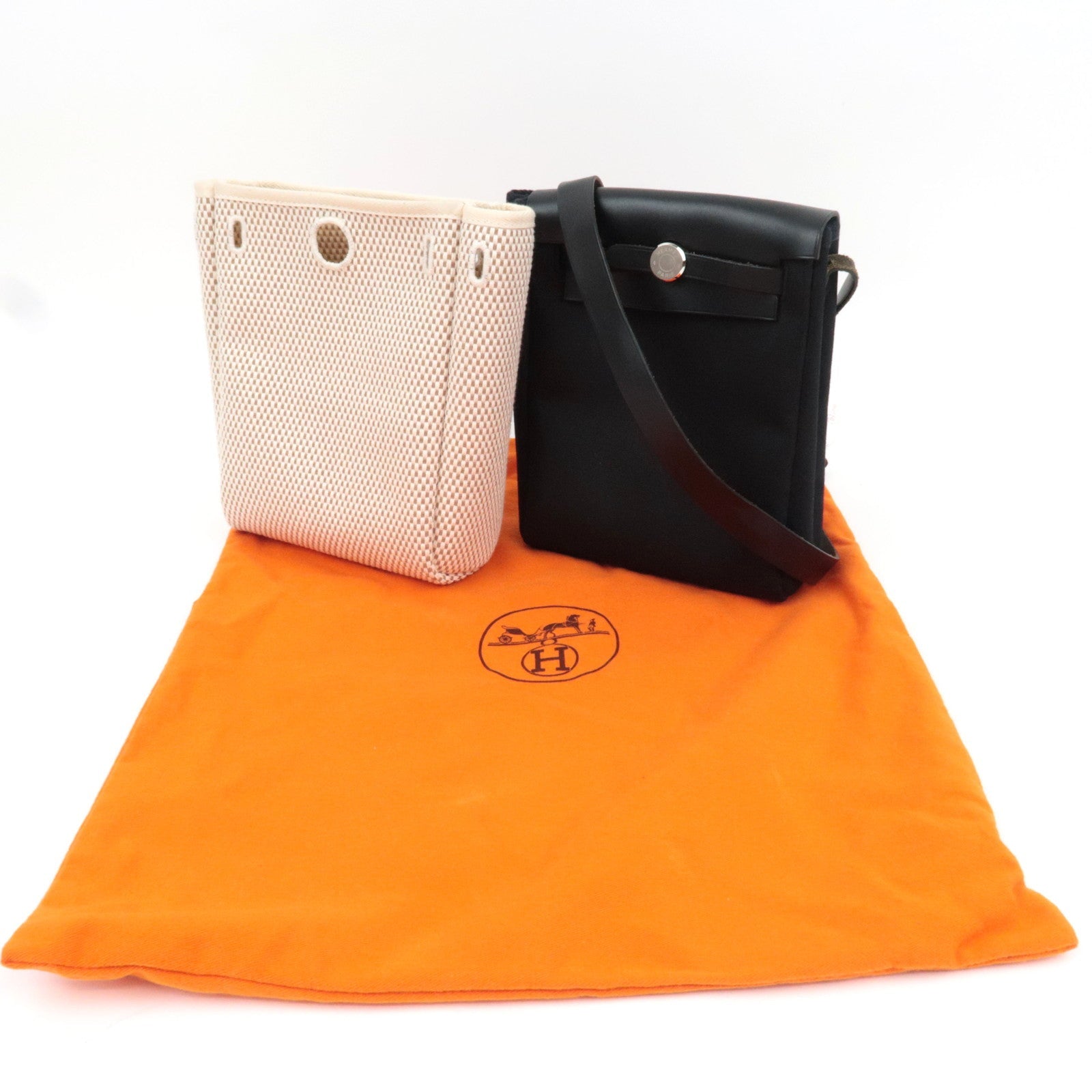 HERMES Her Bag TPM Shoulder Bag □H Stamp (2004) Toile Officier Leather Black Beige *Dust bag, Spare bag