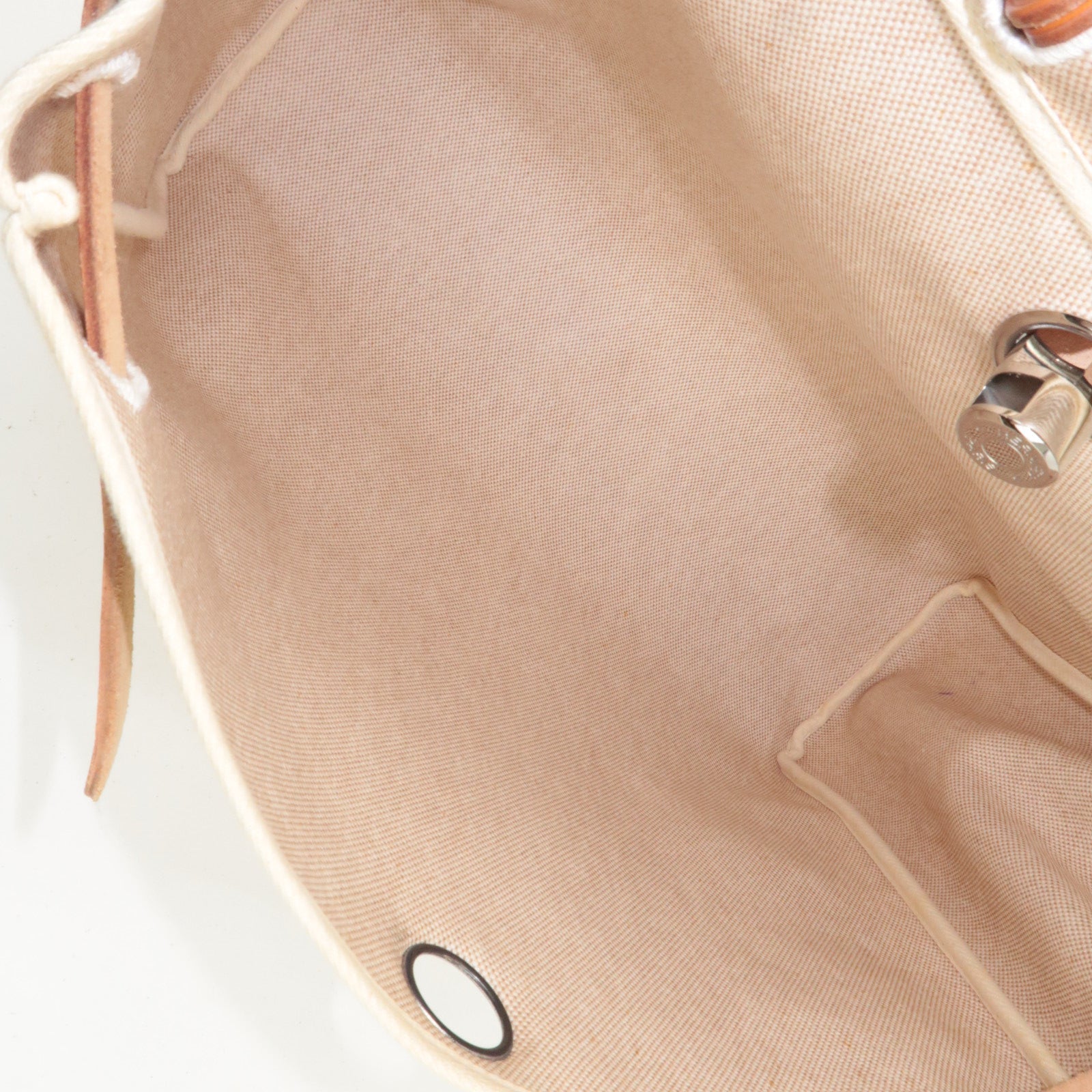 HERMES Her Bag MM □C Stamp (1999) Toile H Leather Beige Brown *Box, Dust bag, Clochette, Key Lock, Spare bag