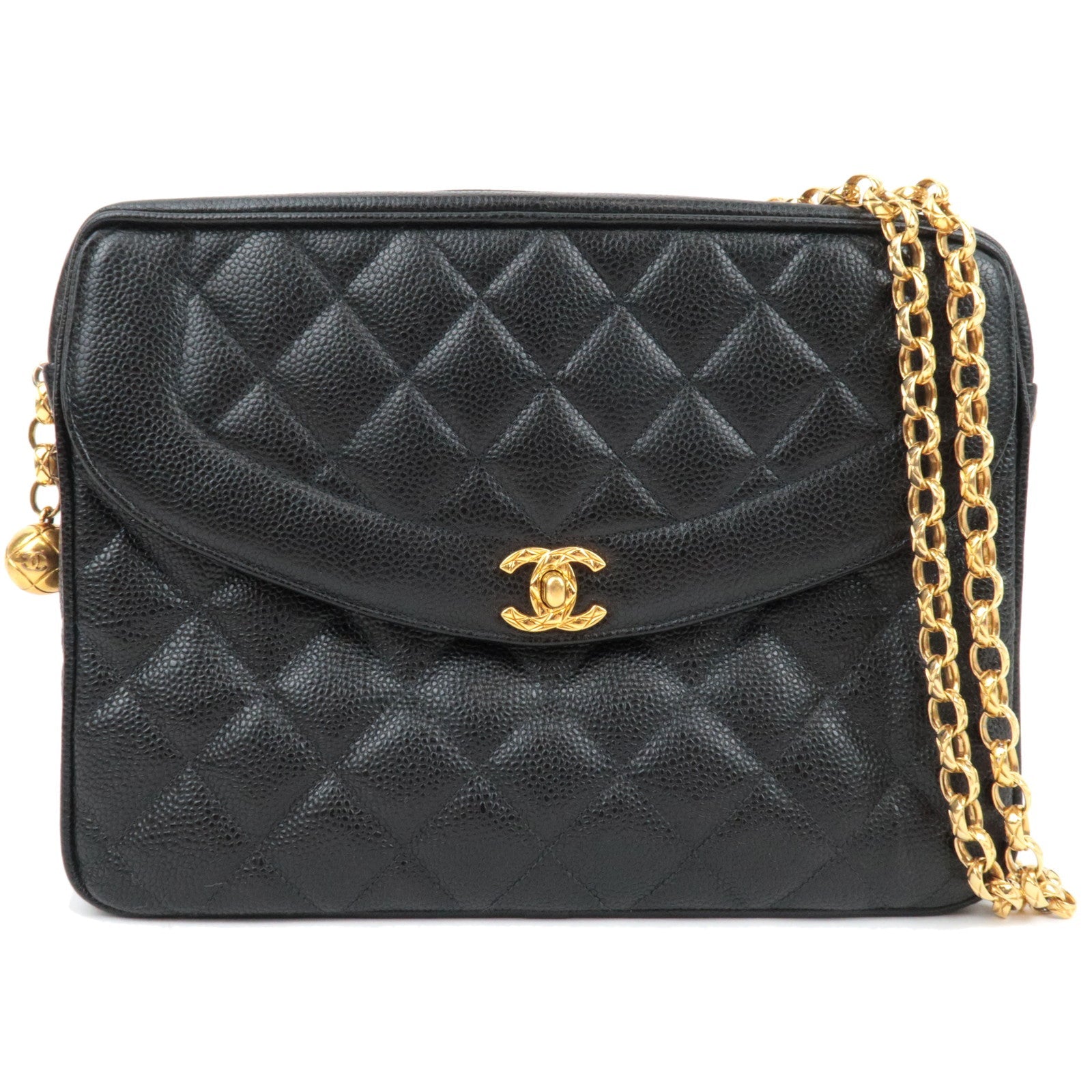 CHANEL Matelasse Diana Bijoux Chain Shoulder Bag Caviar Skin Black Gold HDW 2972953 *Dust bag79158