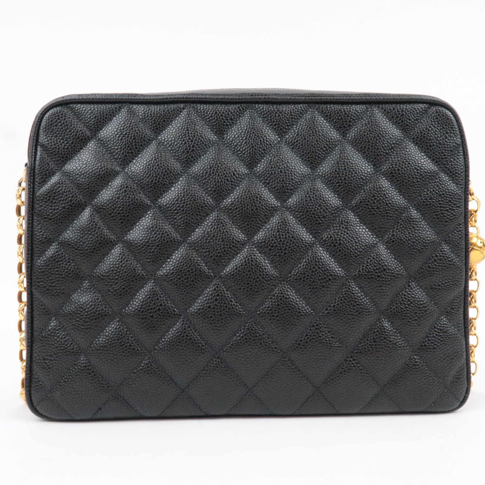 CHANEL Matelasse Diana Bijoux Chain Shoulder Bag Caviar Skin Black Gold HDW 2972953 *Dust bag