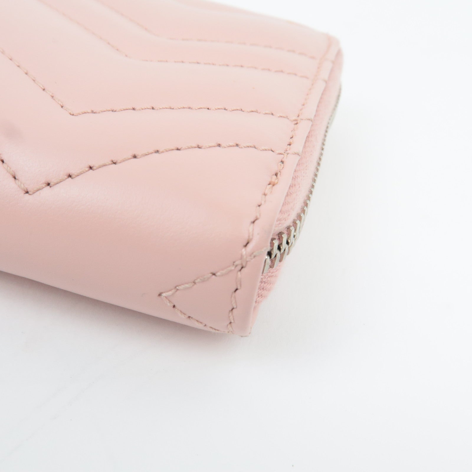 GUCCI GG Marmont Round Zip Long Wallet Leather Pink 443123 *Box, Dust bag