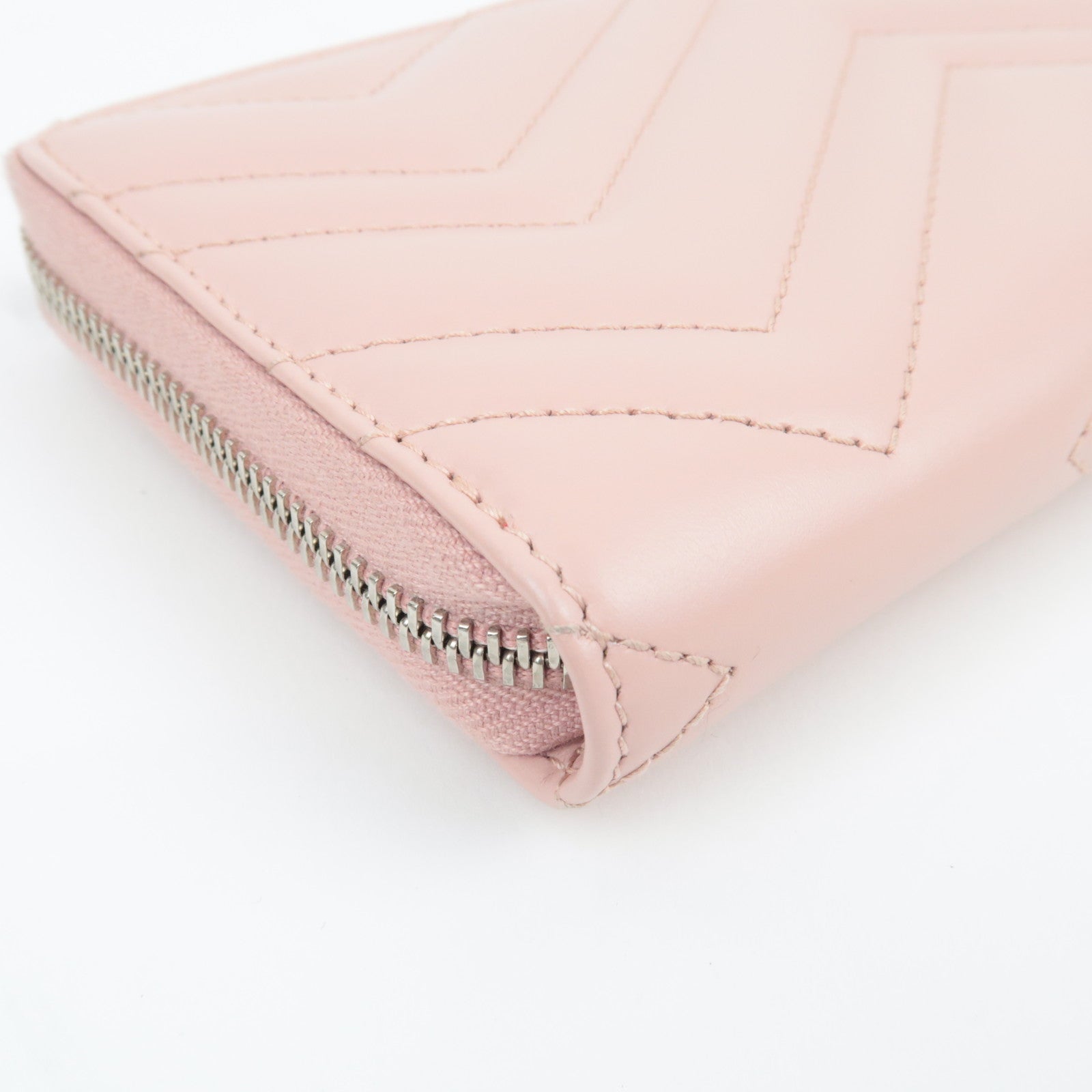 GUCCI GG Marmont Round Zip Long Wallet Leather Pink 443123 *Box, Dust bag