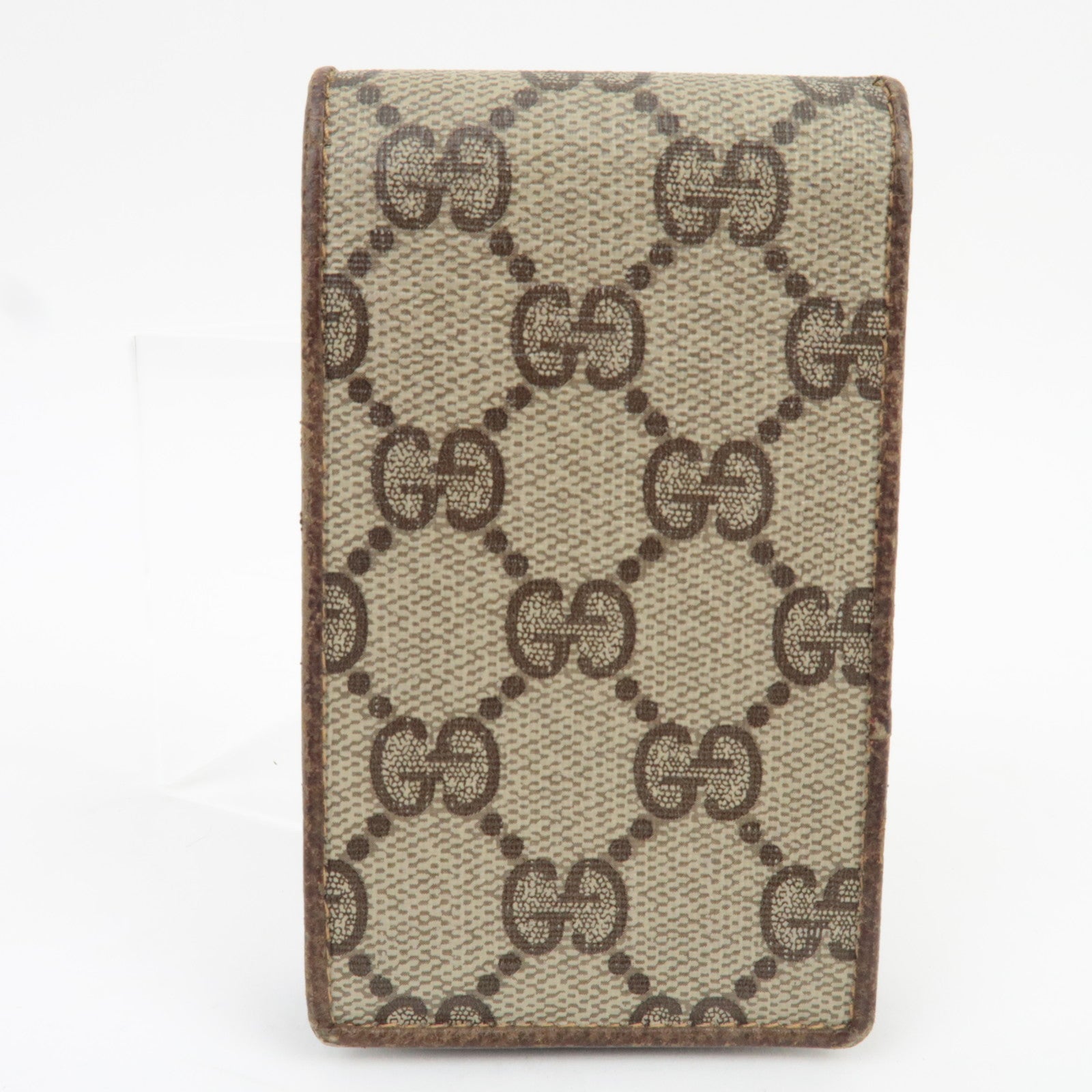 GUCCI Mini Pouch Cigarette Case GG Plus Leather Beige Brown 904.03.716