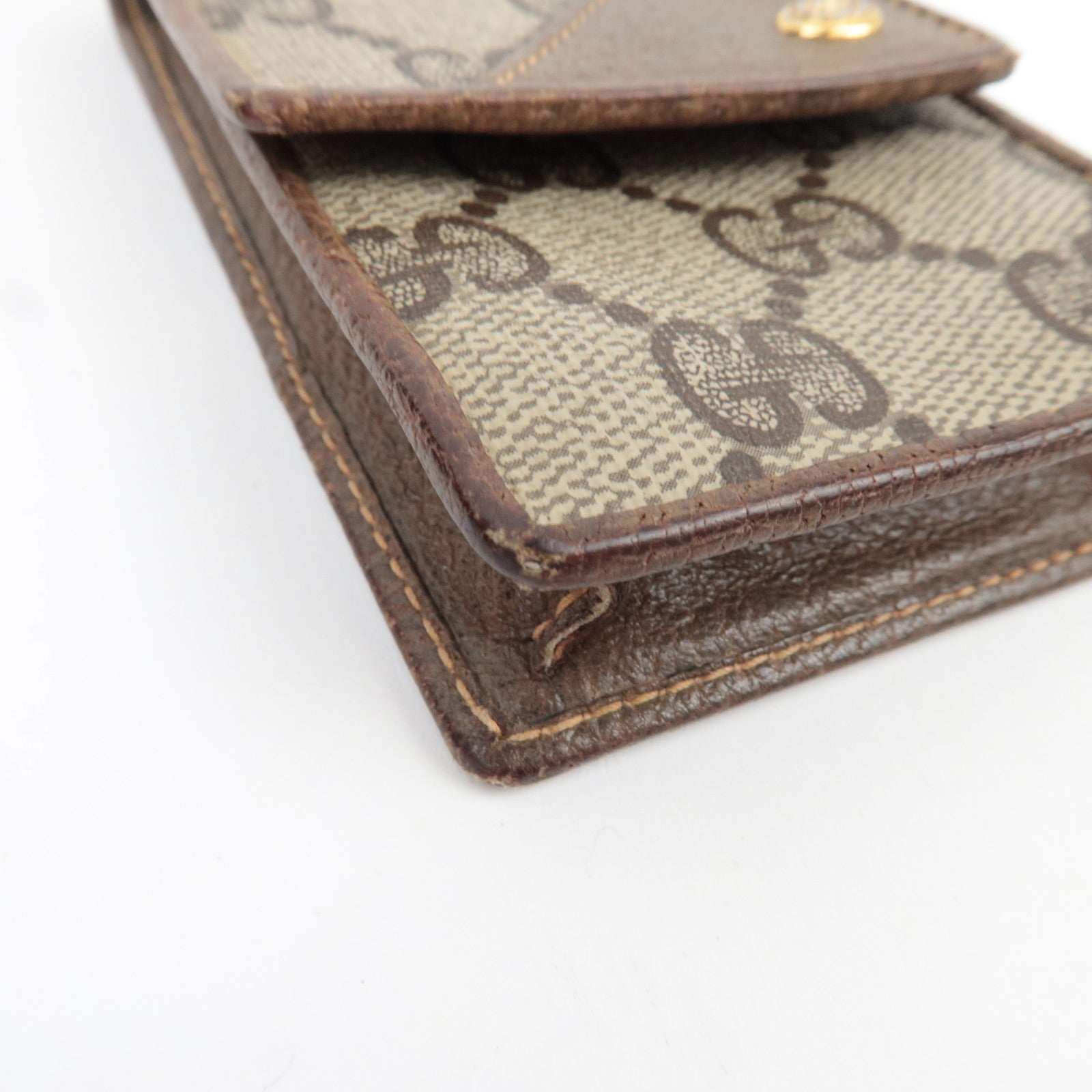 GUCCI Mini Pouch Cigarette Case GG Plus Leather Beige Brown 904.03.716