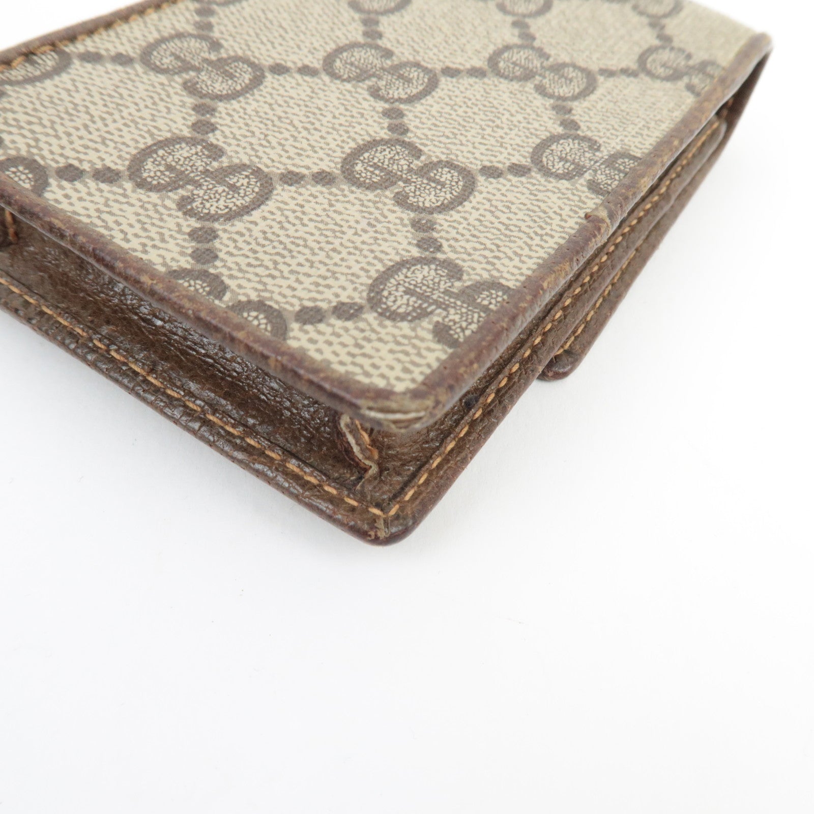 GUCCI Mini Pouch Cigarette Case GG Plus Leather Beige Brown 904.03.716