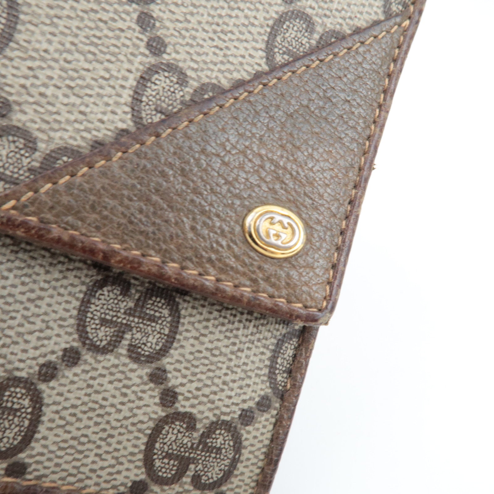 GUCCI Mini Pouch Cigarette Case GG Plus Leather Beige Brown 904.03.716