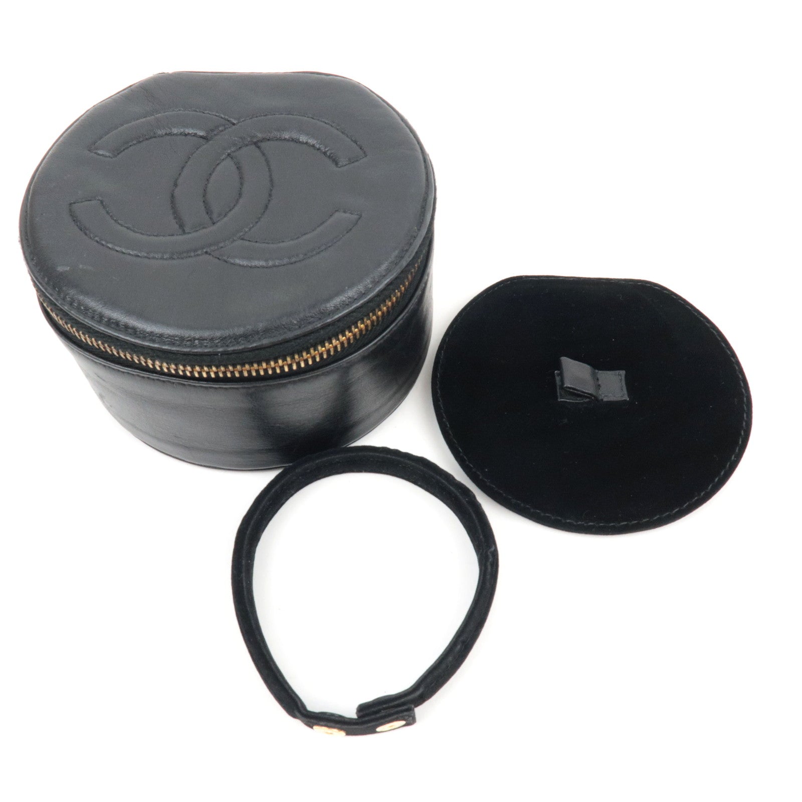 CHANEL Cocomark Jewelry Case Lambskin Black Gold HDW 2982376 *Cushion, Ring holder