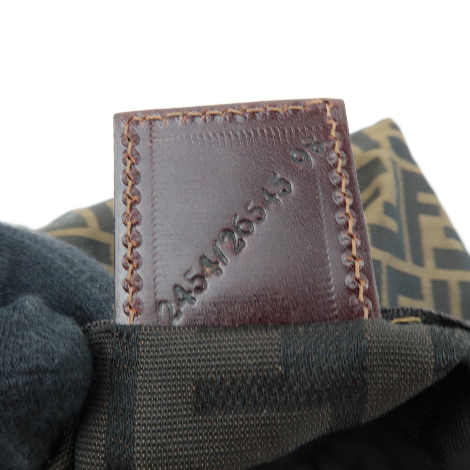 FENDI Zucca Cosmetic Pouch Canvas Leather Brown Black 26545