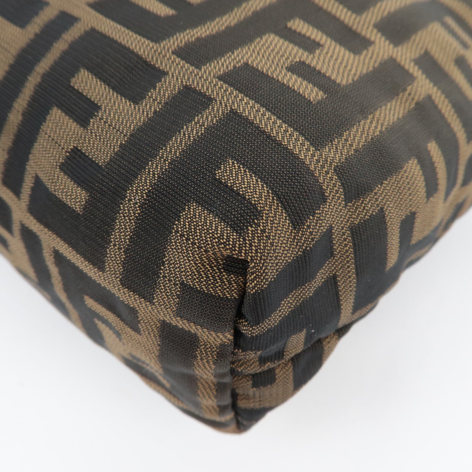 FENDI Zucca Cosmetic Pouch Canvas Leather Brown Black 26545