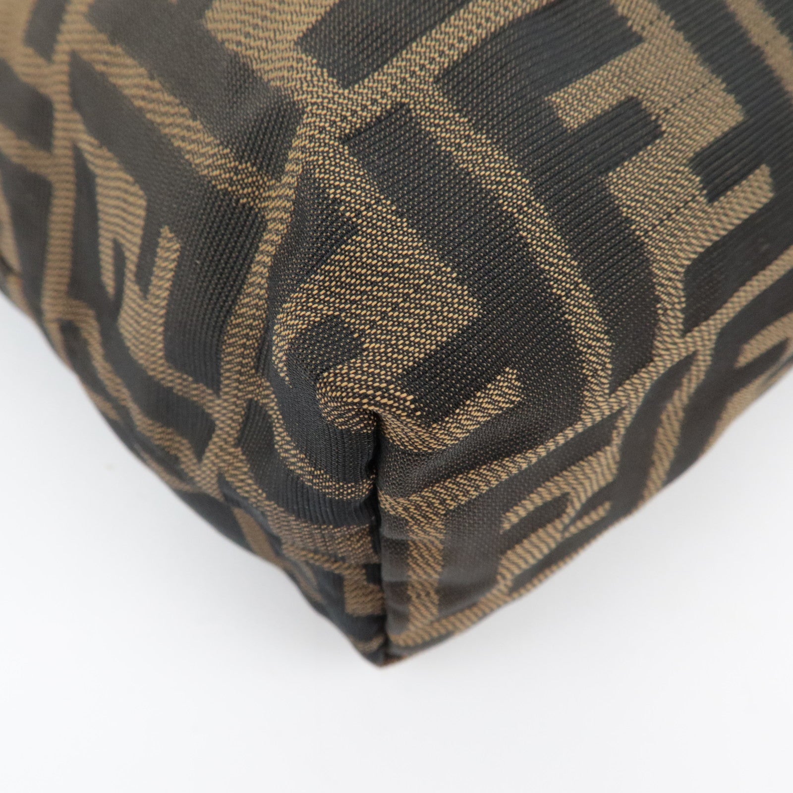 FENDI Zucca Cosmetic Pouch Canvas Leather Brown Black 26545