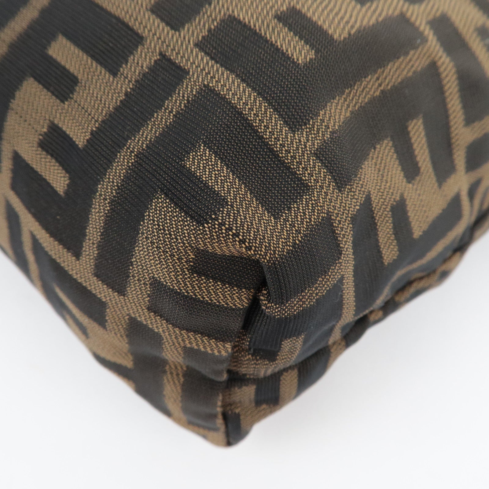 FENDI Zucca Cosmetic Pouch Canvas Leather Brown Black 26545