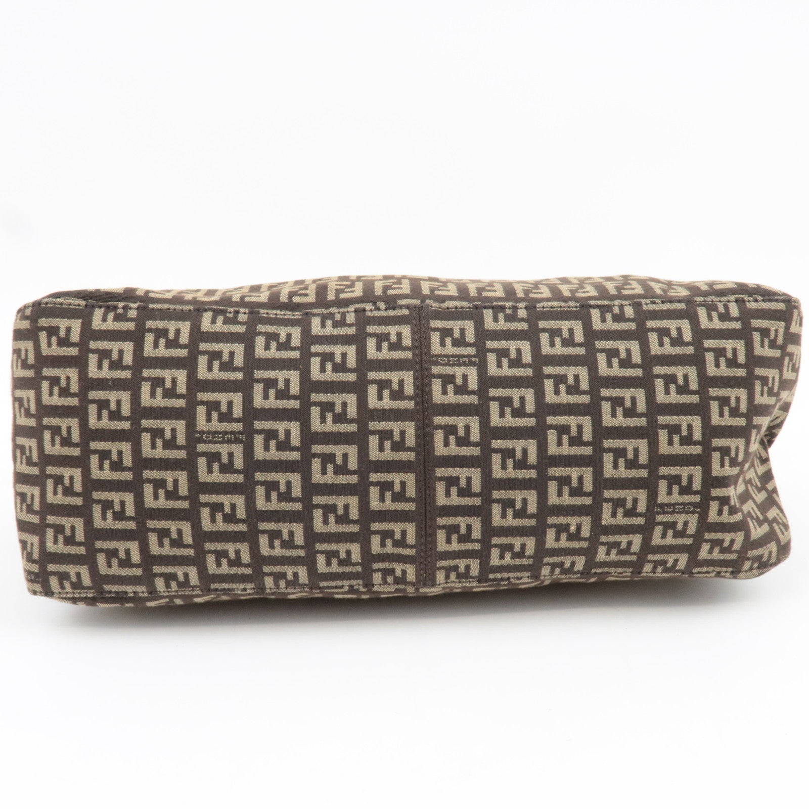 FENDI Zucchino Handbag Canvas Leather Brown Beige 8BN089