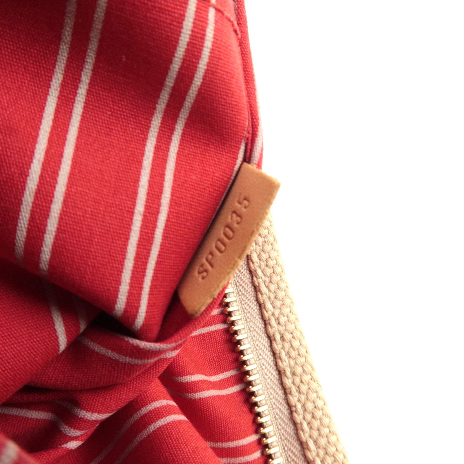 Louis Vuitton Antigua Cabas MM Tote Bag Canvas Beige Red M40035 SP0035 *Name tag