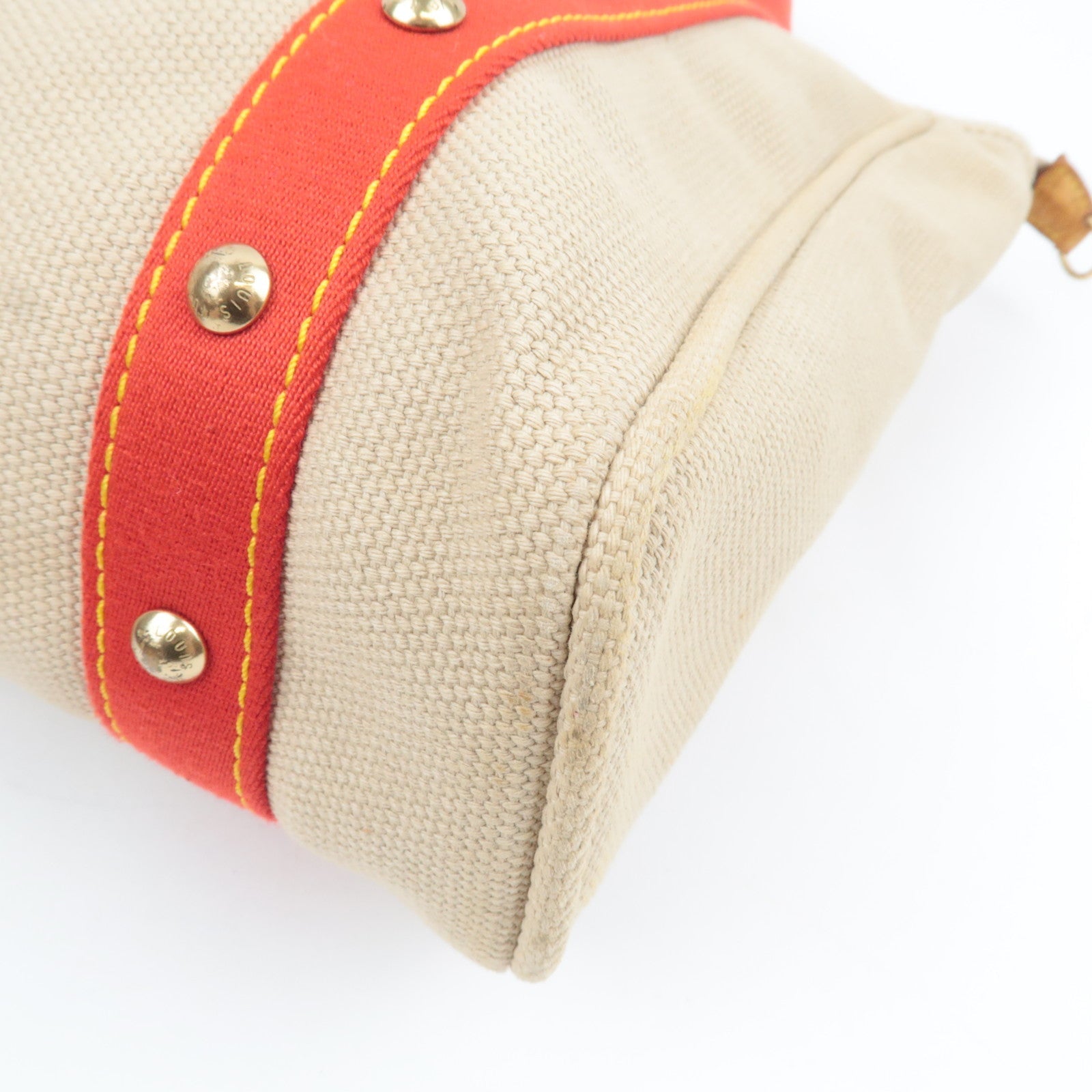 Louis Vuitton Antigua Cabas MM Tote Bag Canvas Beige Red M40035 SP0035 *Name tag