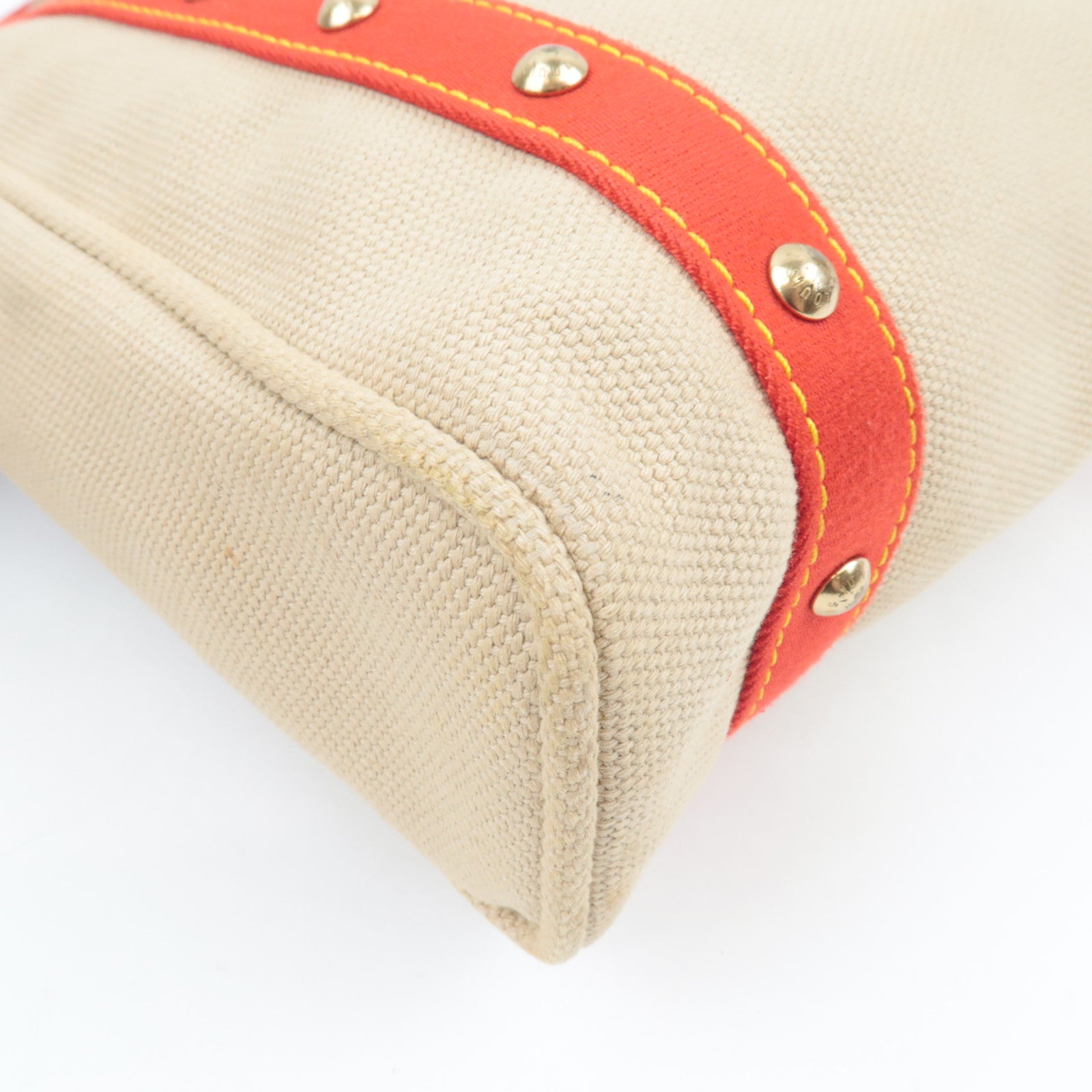 Louis Vuitton Antigua Cabas MM Tote Bag Canvas Beige Red M40035 SP0035 *Name tag