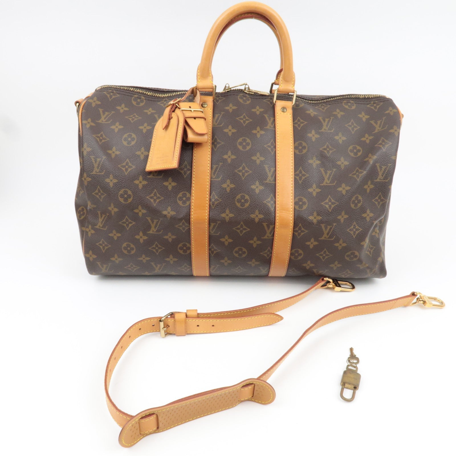 Louis Vuitton Monogram Keepall Bandouliere 45 Travel Bag M41418 TH0924 *Strap, Name tag, Poignet
