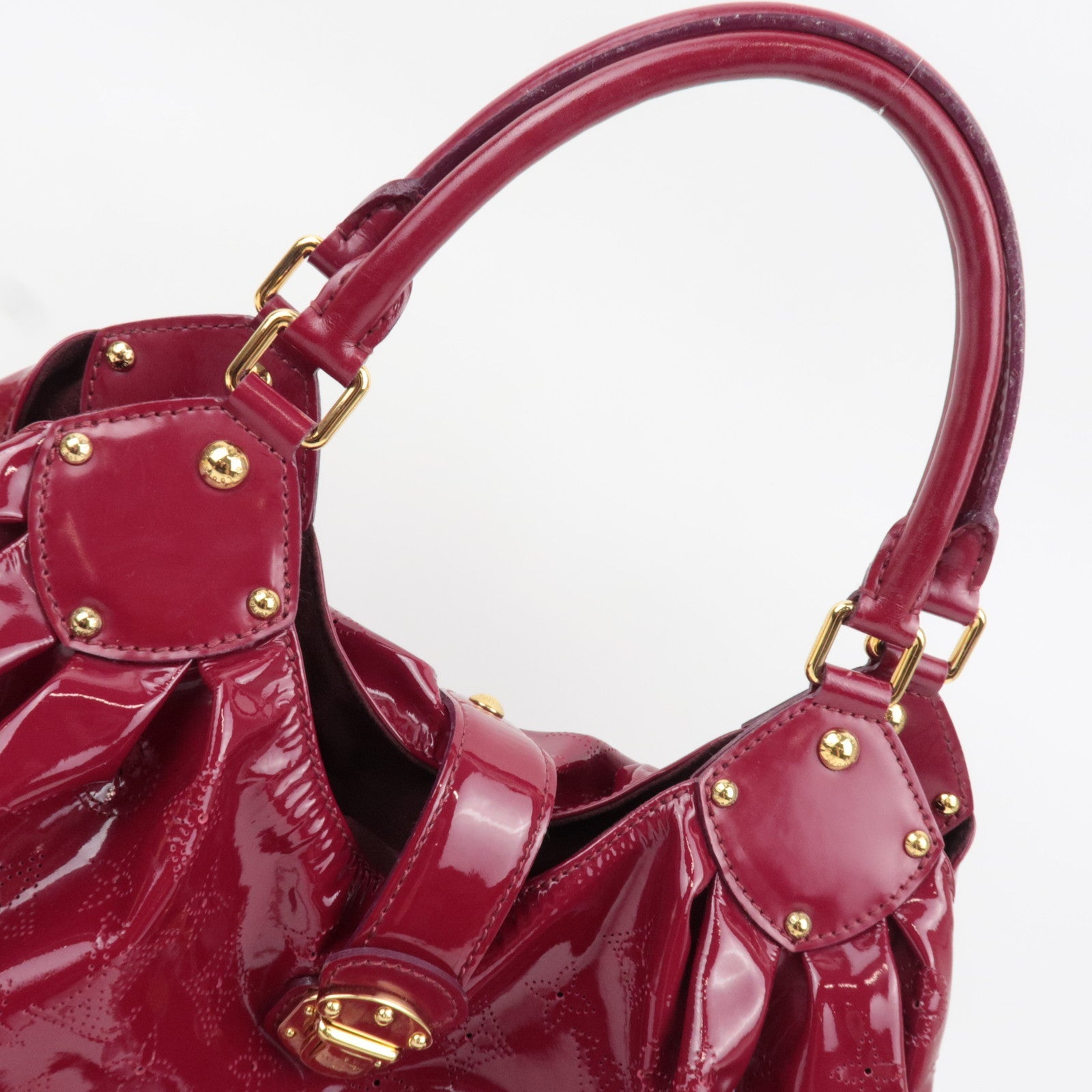 Louis Vuitton Monogram Mahina Surya L Handbag Patent Leather Cerise M95880 SP2009